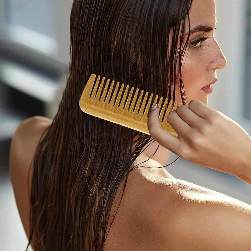 Bamboo Wooden Hair Comb for Women and Men - Eco Friendly Wide Tooth Comb Detangling Curly Hair and Beard Comb For Men... - Image 6