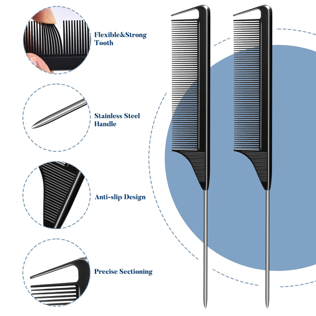 3-Size Metal Hair Clips Set of 70, MORGLES No Crease Alligator Clips for Women, Includes 2 Tail Combs, for Long Hair Styling, Sectioning, Bo - Image 2