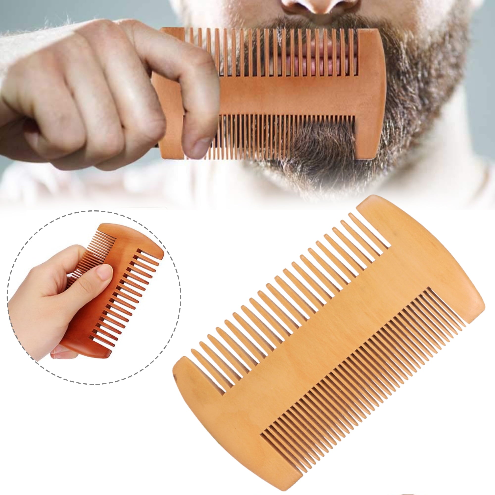 TSV Beard Brush and Mustache Comb Kit for Men, Boar Bristle Beard Brush, Wooden Grooming Comb, Bag Included - Image 4