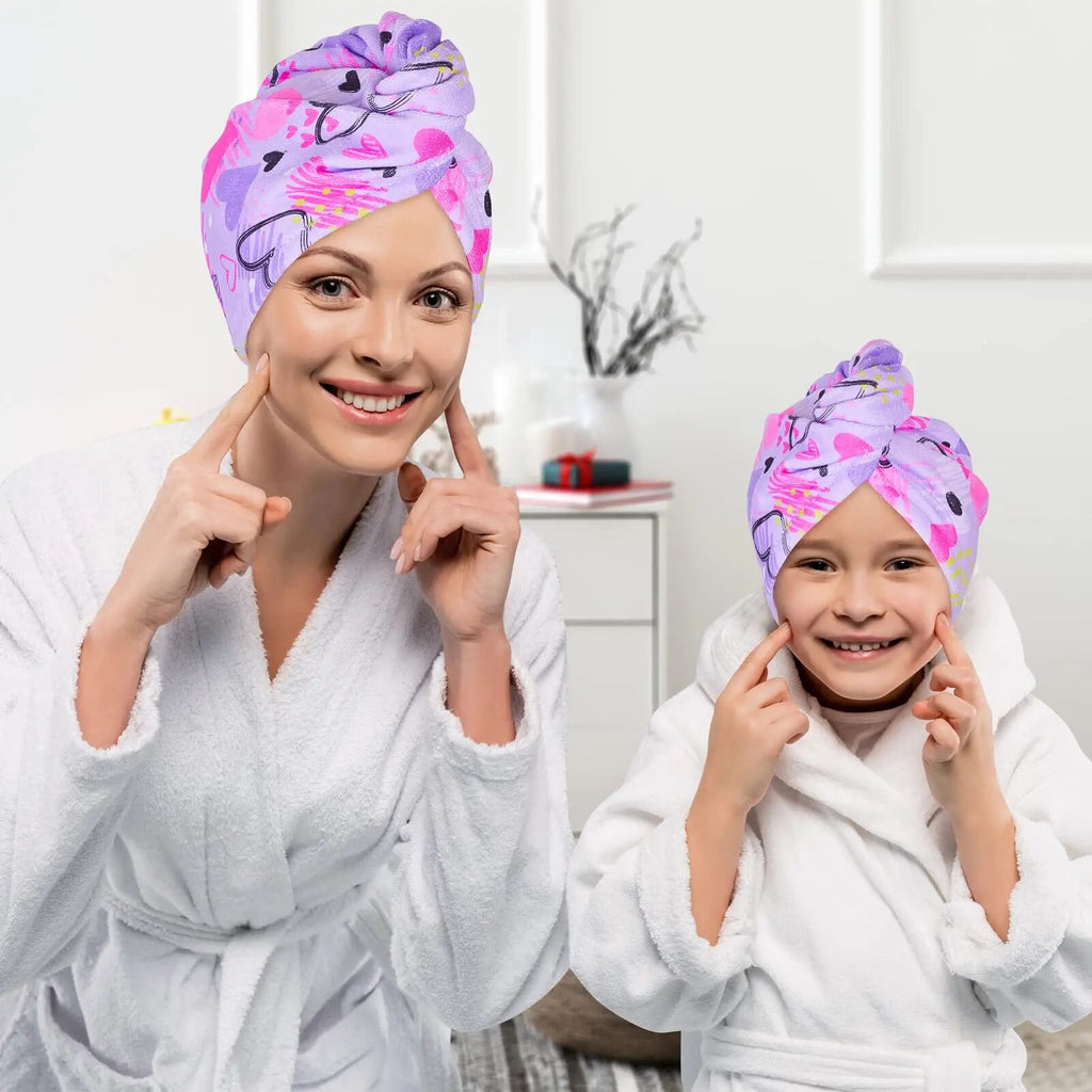 2pcs Towel Wrap For Wet For Women Kids Fast Drying Microfiber Towel With Button Portable Head Towel Wrap - Image 2