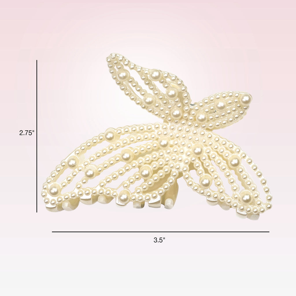 Scunci Faux Pearl Butterfly Claw Clip, Pearl, 1 Count - Image 2
