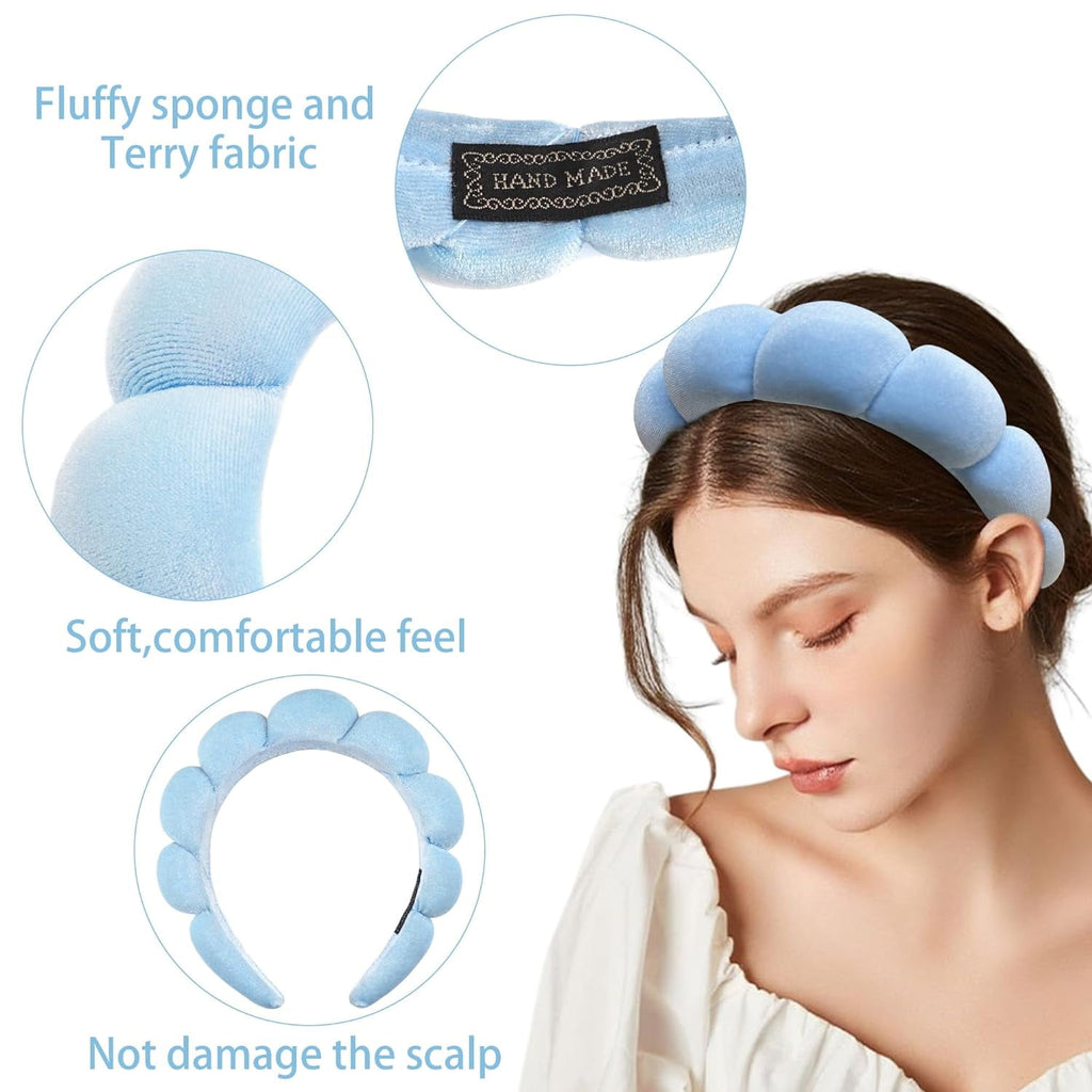 for Washing Face or Facial, for Women - Puffy Makeup for Face Washing, Mask, Skin Treatment (Blue) - Image 2