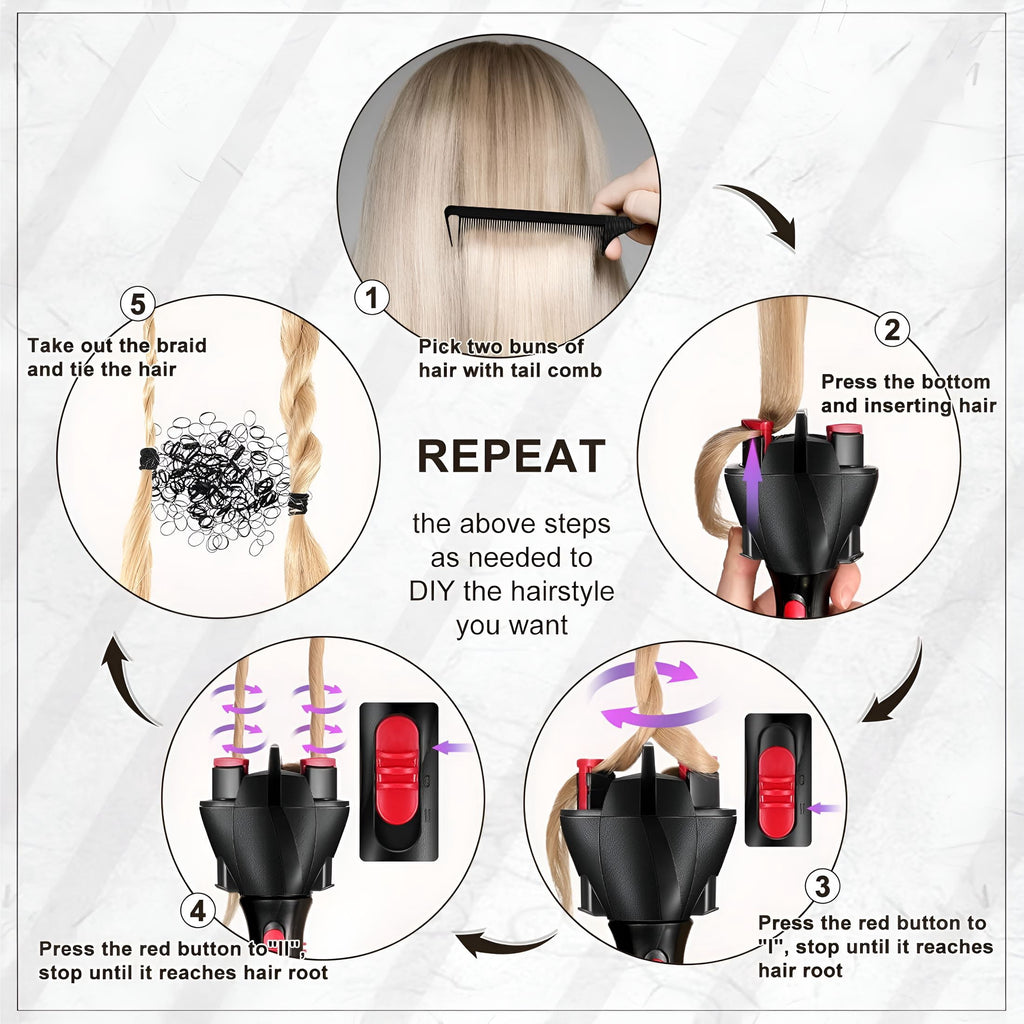 RAGUPEL Automatic Hair Braider And Twister - Electric Auto Braiding And Styling Tool, French Dreadlock Braid Maker for Women'S And Girls' Ha - Image 4