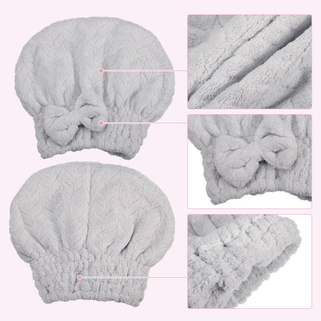 Shape Hair Drying Towel Dry Cap Quick Drying Lightweight Gray - Image 5