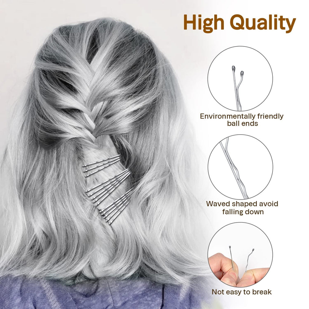 Silver Bobby Pins, 240Pcs Bobby Pins for Gray Hair Secure Hold Hair Pins with Box, (Silver,2.2 Inch) - Image 2
