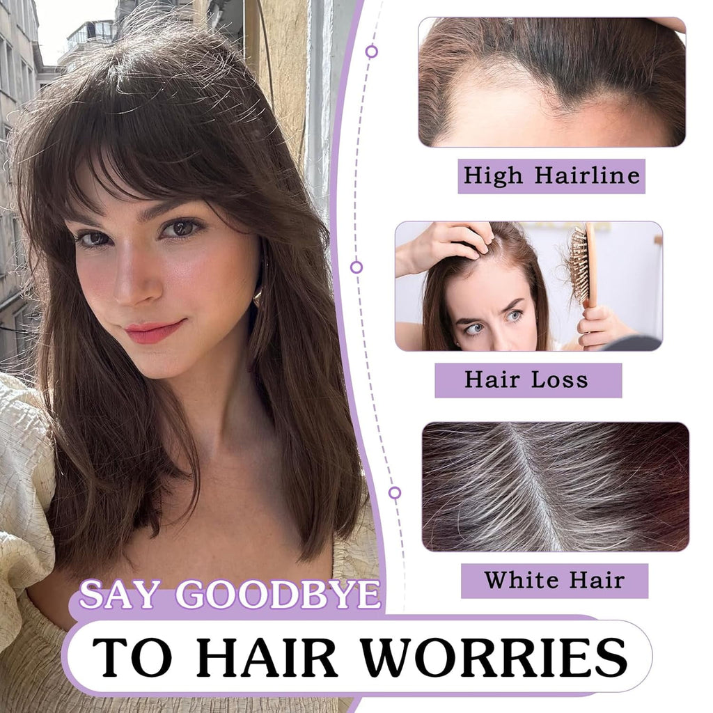The Clip in Bangs 100% Real Human Hair Toppers Wispy Bangs 360°3D Cover Bangs Hair Clip Fake Bangs Hair Extensions for Women Hair Pieces Cli - Image 4