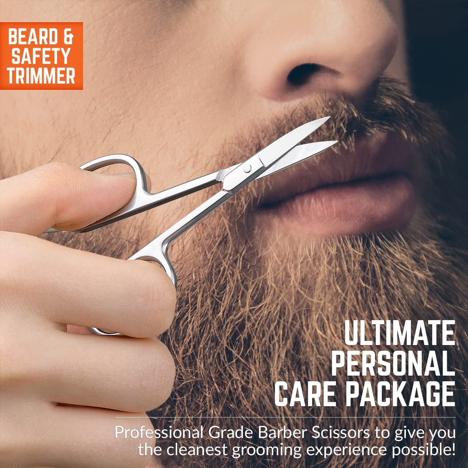 Stainless Steel Grooming Scissors for Unisex, Facial Hair Trimming Set, 2 Piece - Image 5