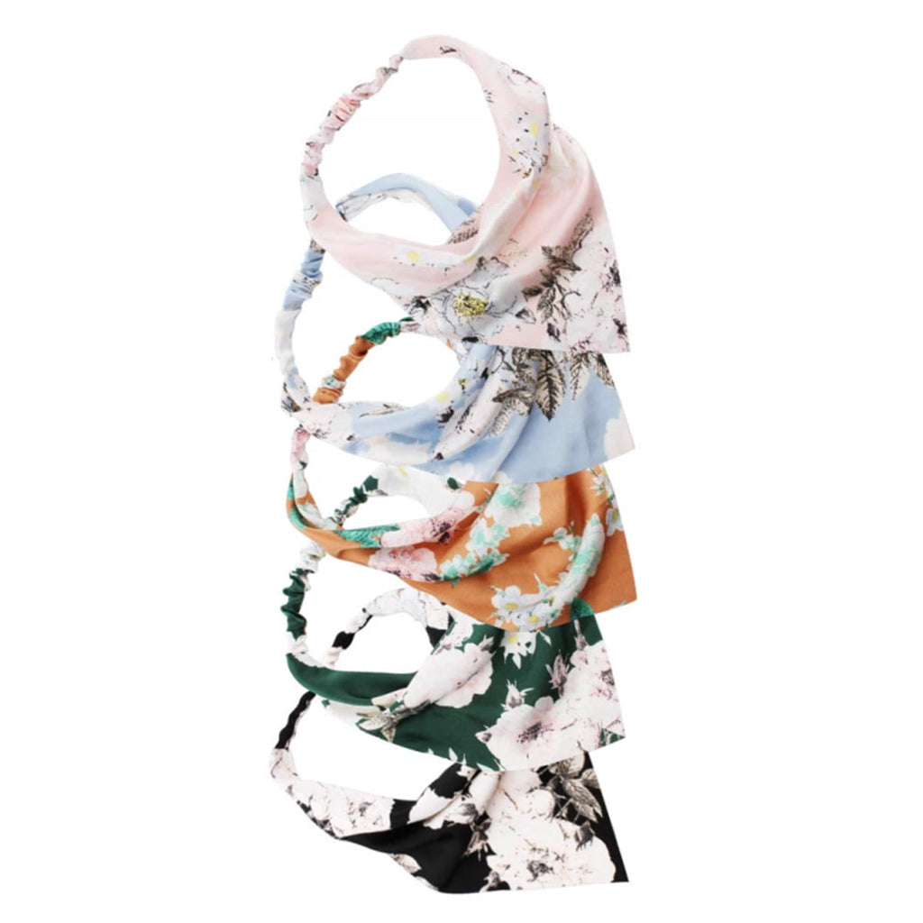 5 Pack Floral Hair Scarf Boho Head Kerchief Elastic Head Bandana Chiffon Triangle Headbands Hair Accessories for Women - Image 3