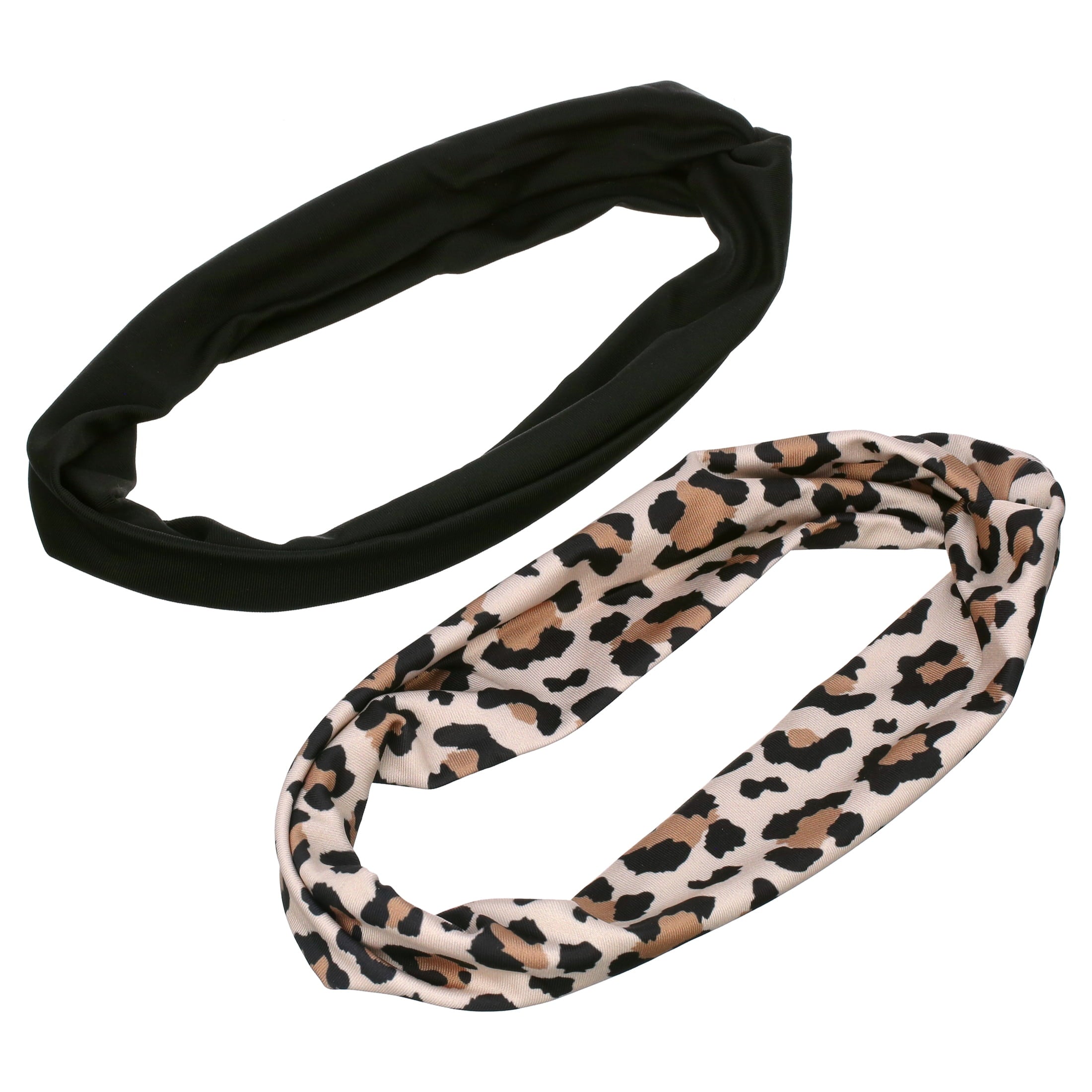 Headbands, Leopard Print and Black, 2 Ct - Image 6