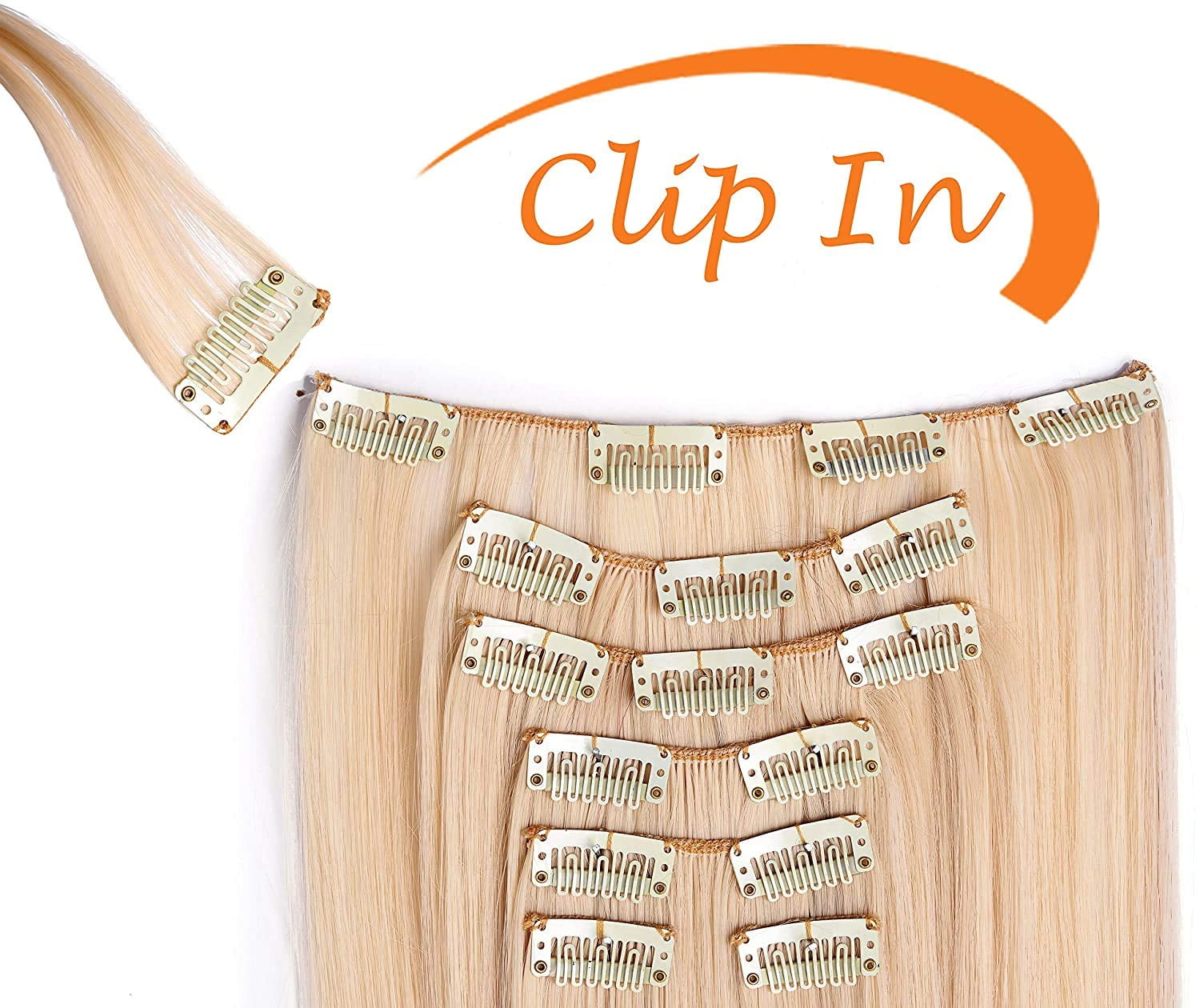 20" Full Head Clip in Synthetic Hair Extensions 7pcs 140g (1B) - Image 3