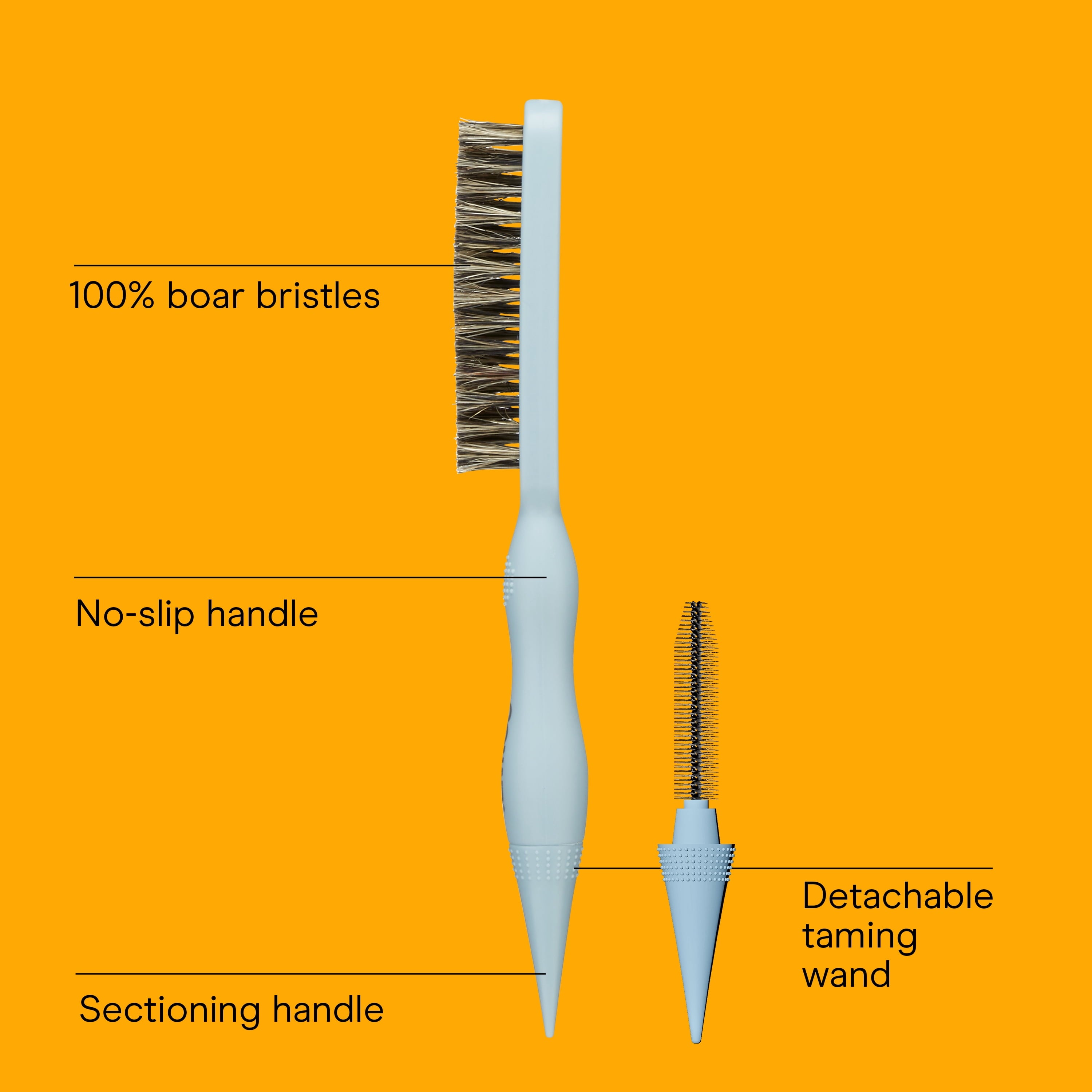 2-in-1 Back Brush with Detachable Taming Wand, Blue, 1 Count - Image 3