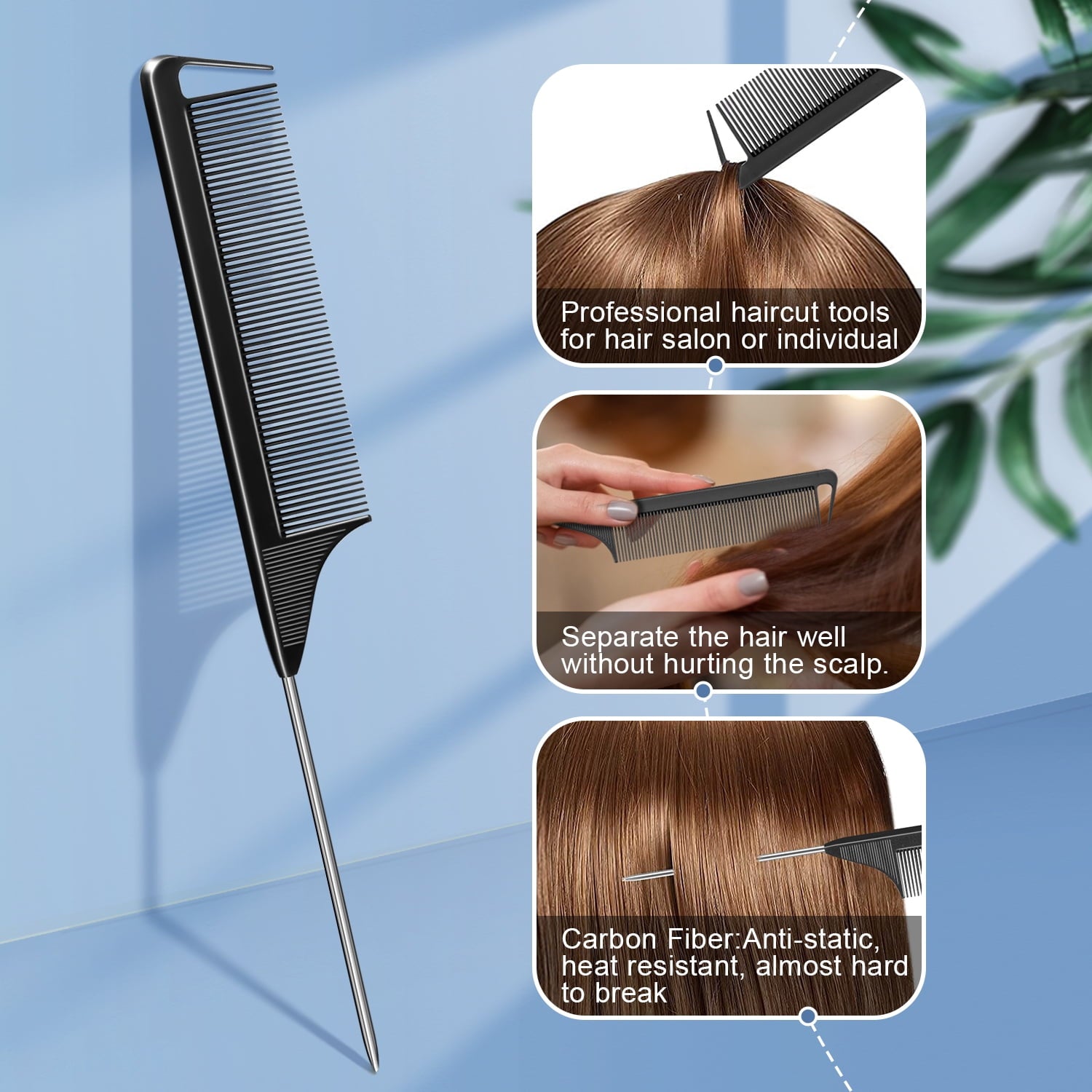 3-Size Metal Hair Clips Set of 70, MORGLES No Crease Alligator Clips for Women, Includes 2 Tail Combs, for Long Hair Styling, Sectioning, Bo - Image 3