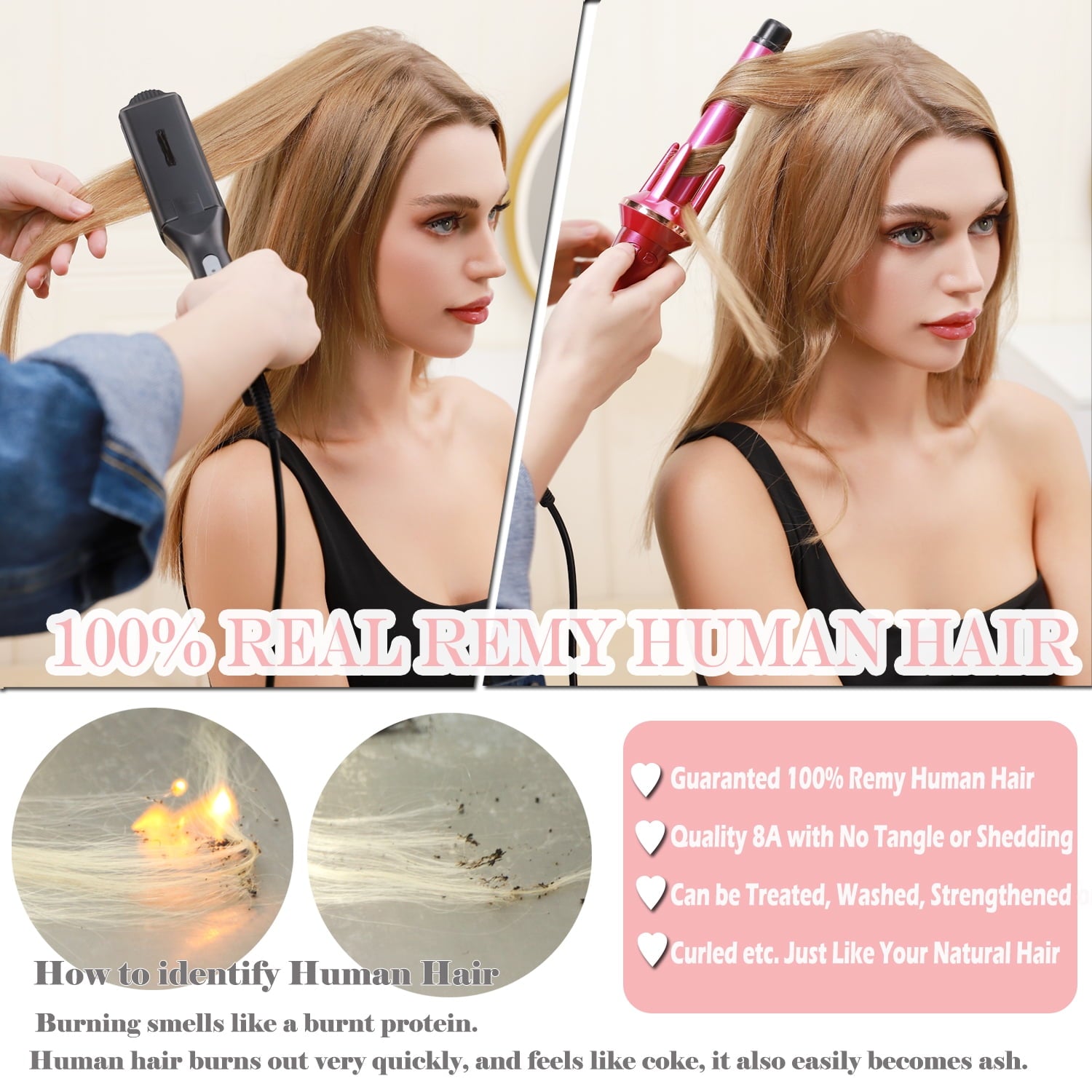 Benehair 100% Real Remy Human Hair Extensions Clip In 8Pcs Hair Weft Full Head Women Highlight Blonde Hair - Image 5