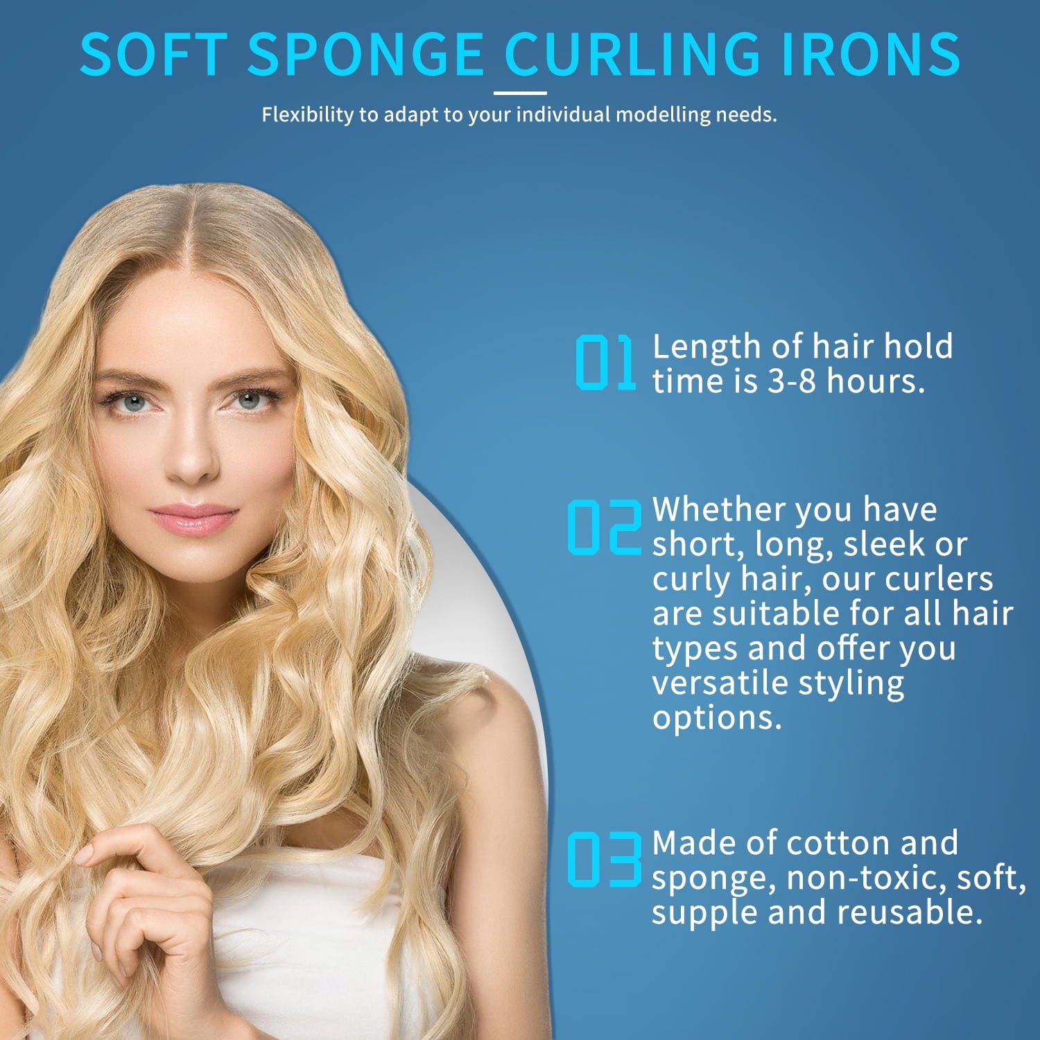 Heatless Curling Rod Headband 8 Piece Large, Soft Foam Hair Curlers to Sleep Hair Roller Roller Sponge Overnight Heatless Curls Hair Rollers - Image 4