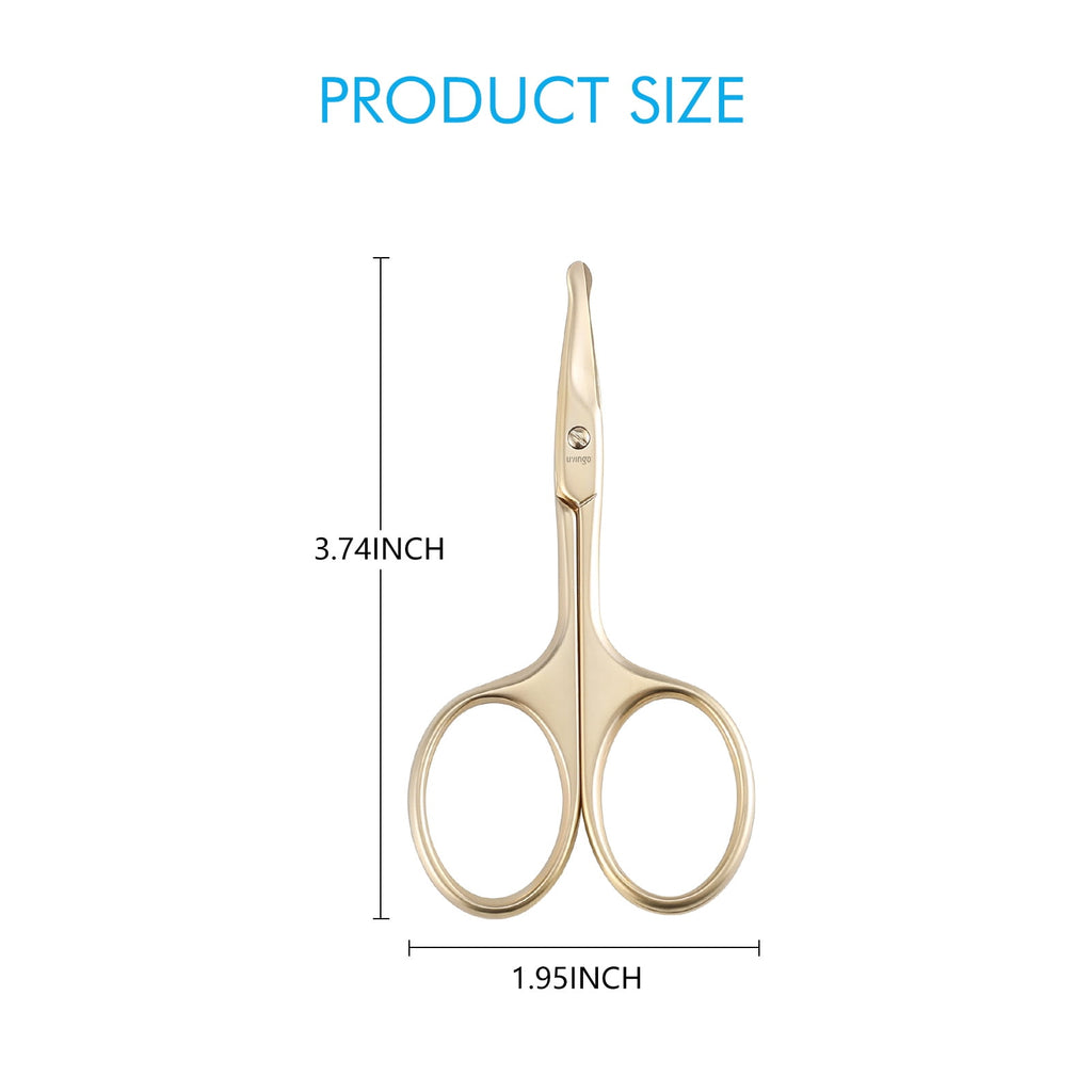 LIVINGO Nose Hair Scissors for Men Safety Curved Rounded Tip Stainless Steel, 3.75 inches Gold - Image 2