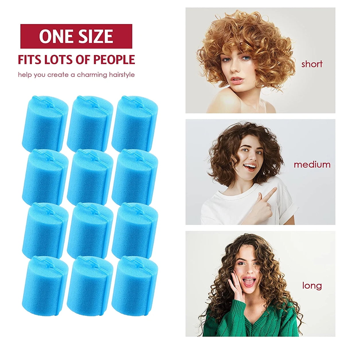 Casewin Jumbo Foam Sponge Hair Roller Soft Sleeping Rollers Curvy Wavy Hairstyle Curling Hair Styling Tools 24 Pieces Use for Long Hair Shor - Image 3