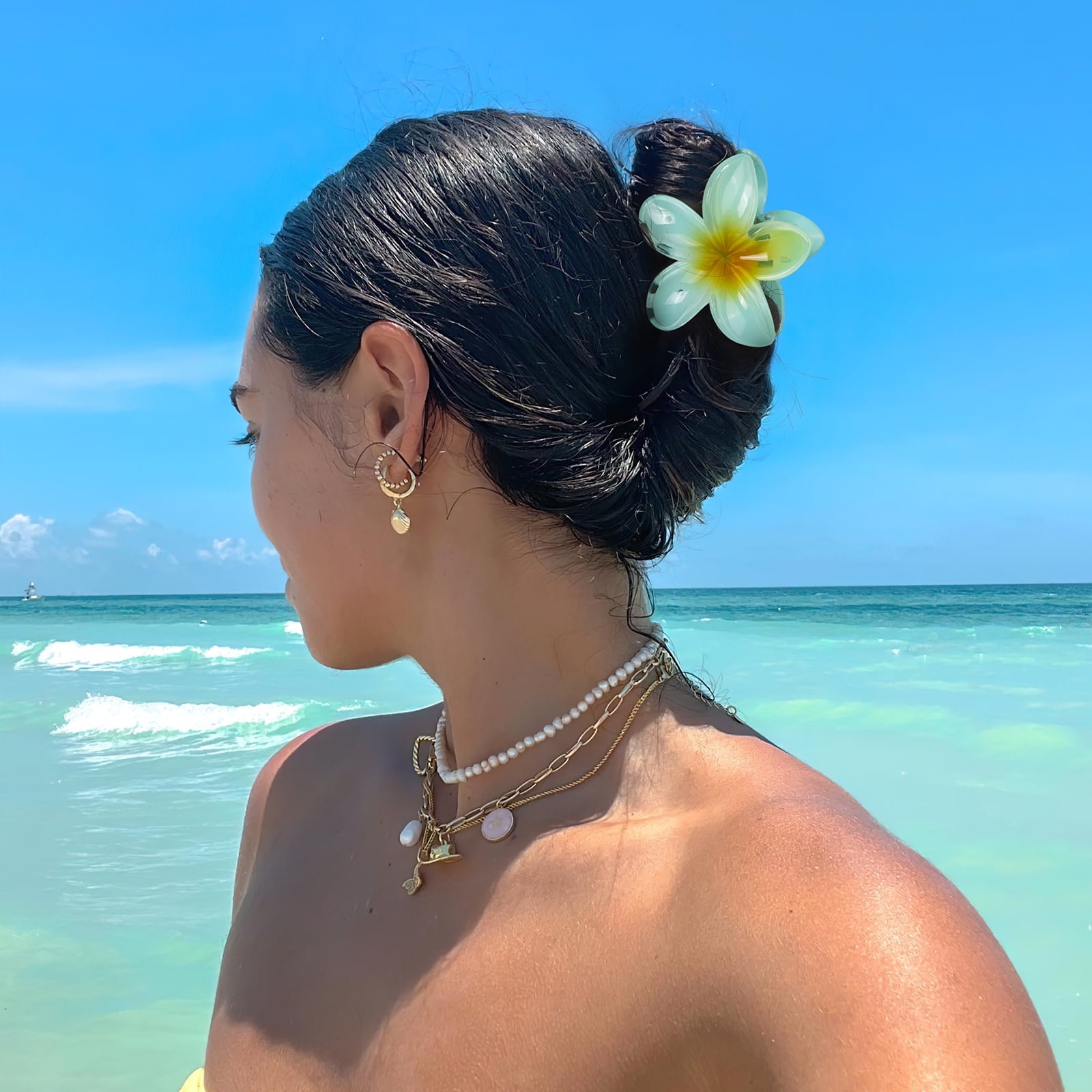 6 Pack Flower Hair Claw Clips for Women, Hawaiian Plumeria Hair Clips, Cute Tropical Beach Hair Accessories - Image 6