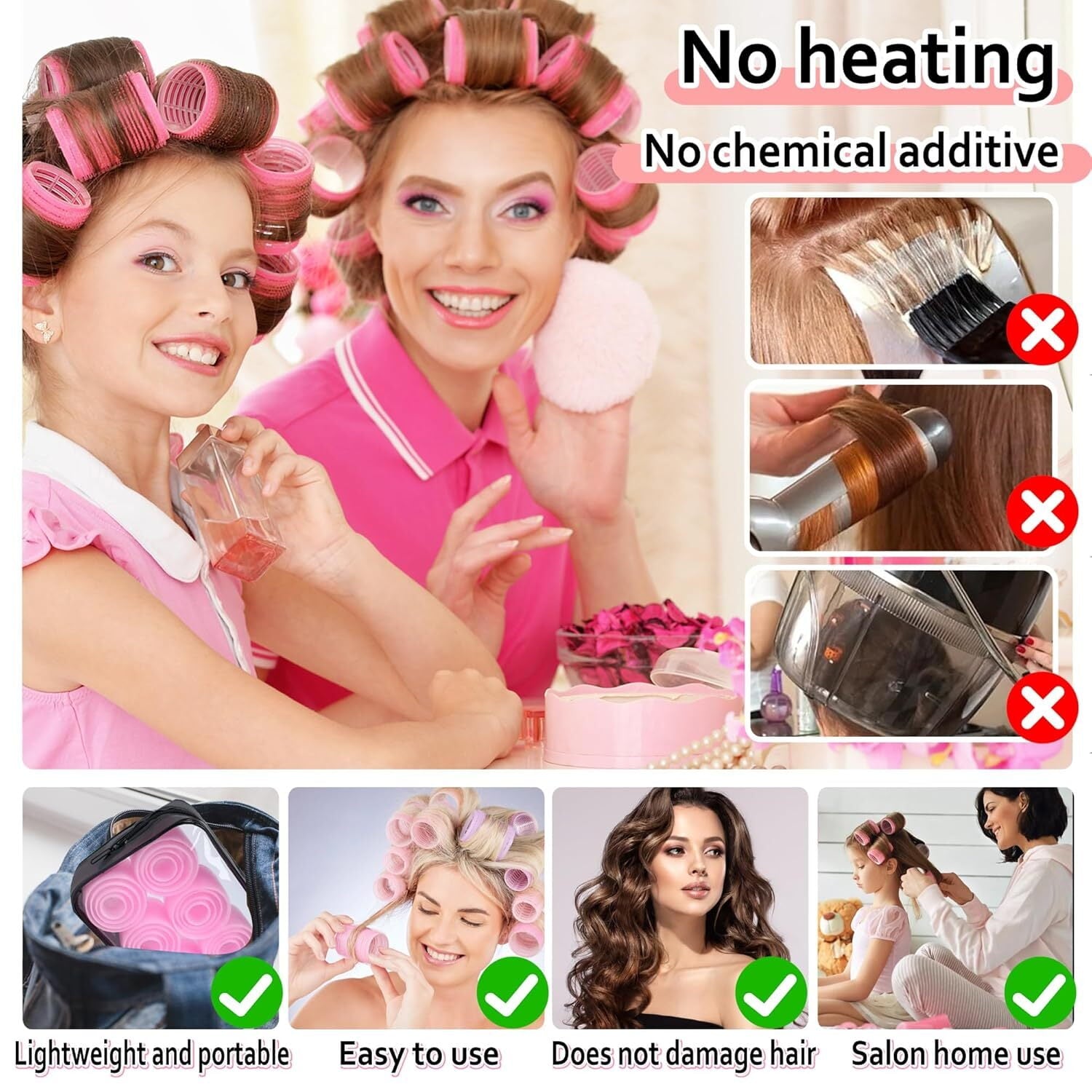 Large Rollers for Hair Volume,6 Pcs Hair Rollers for Women, Rollers Hair Curlers for Long Medium Short Hair, Large Se... - Image 3