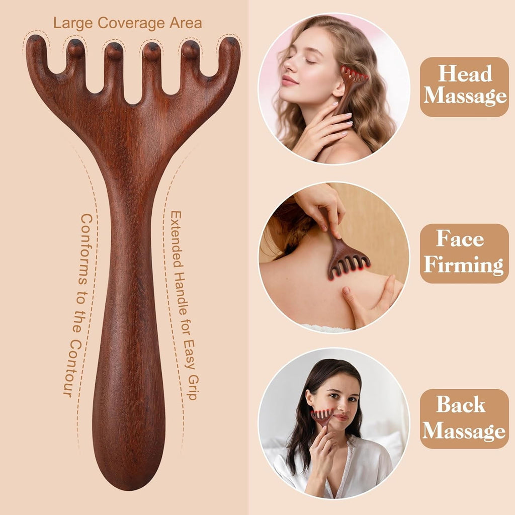 3 Pack Wooden Scalp Massager Tool Loc Combs,Long Handle Head Massage Scalp Loc Brush for Dreads,Multifunctional Hair ... - Image 4