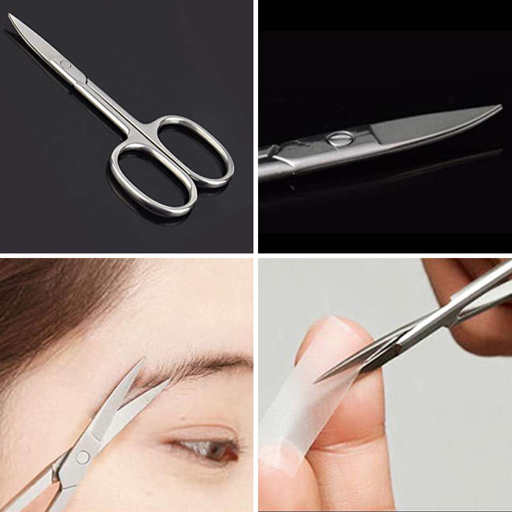 Pinkiou 2 Pieces Curved and Round Facial Nose Hair Scissors for Men Women Stainless Steel Set with Storage Box Moustache Scissor Beard Trimm - Image 3