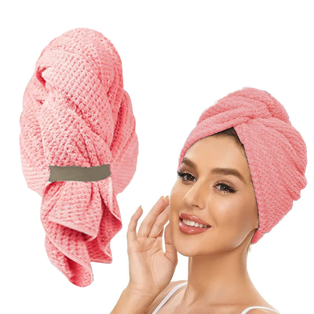 Tuscom Microfiber Hair Towel Wrap for Women & Teens, Super Absorbent Fast Drying Hair Turban with Elastic Band for Long, Thick, Curly Wet Ha - Image 6