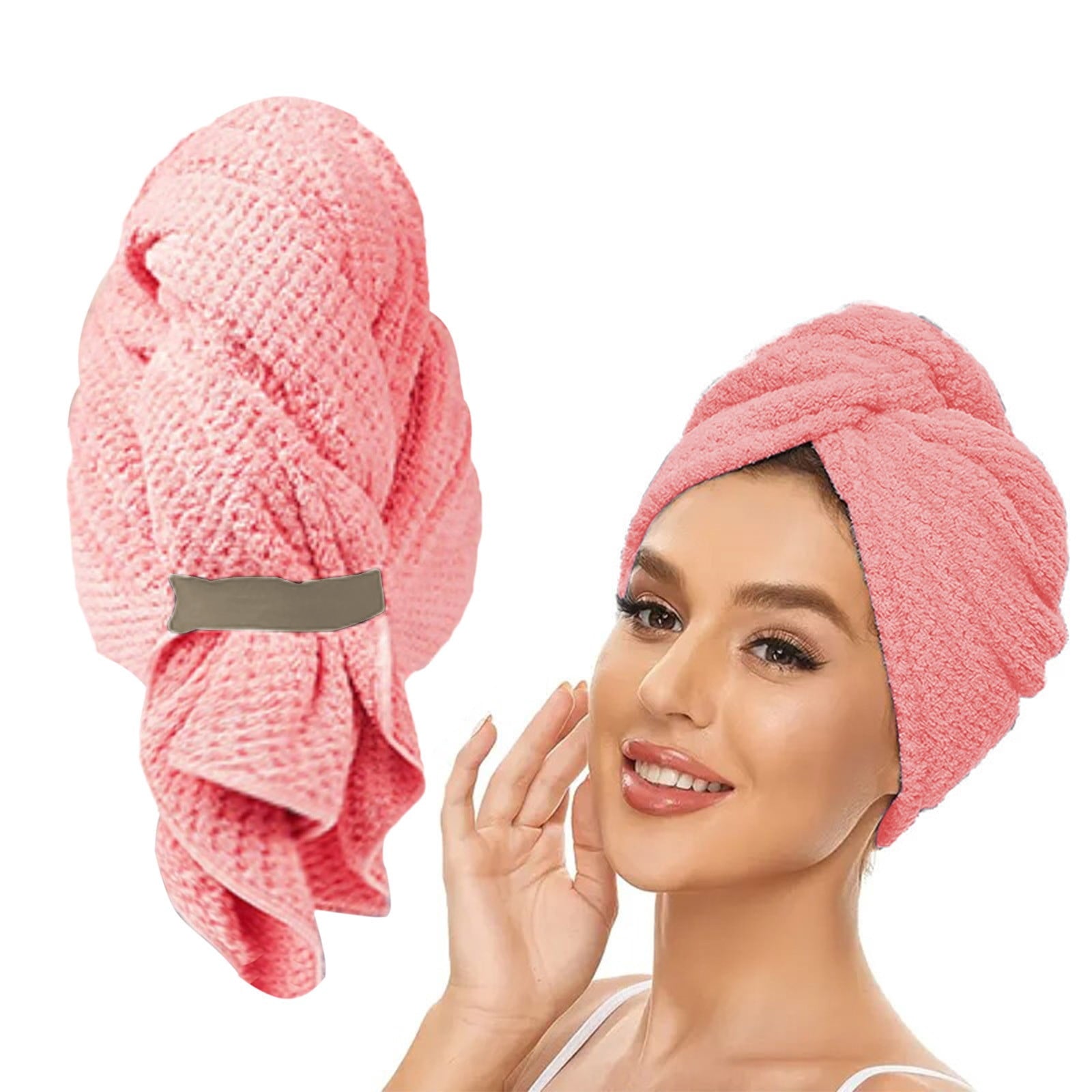 Tuscom Microfiber Hair Towel Wrap for Women & Teens, Super Absorbent Fast Drying Hair Turban with Elastic Band for Long, Thick, Curly Wet Ha - Image 6