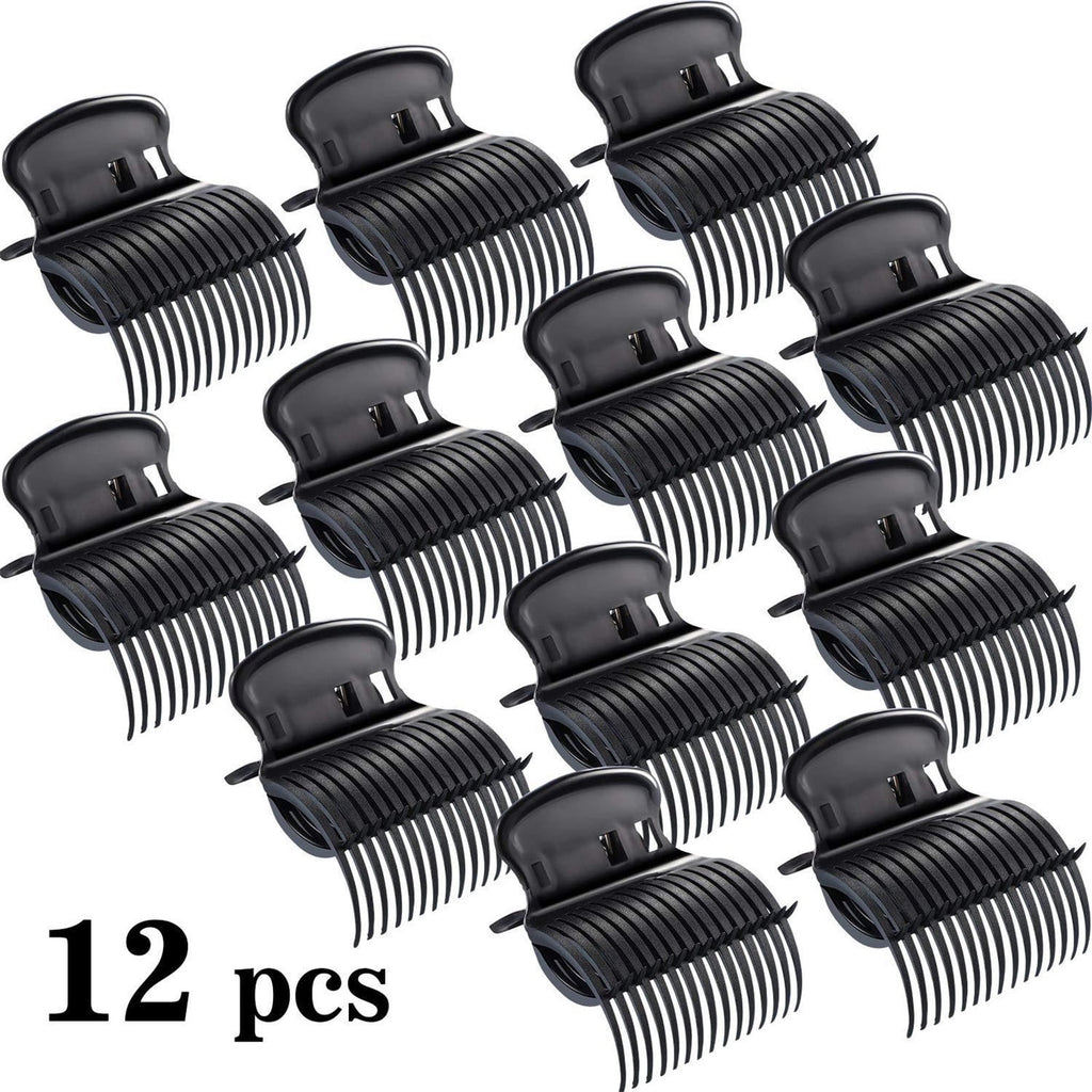 12 Pieces Hot Roller Clips Hair Curler Clips Replacement Roller Clips For Women Girls Hair Sec-tion Styling (Black) - Image 4