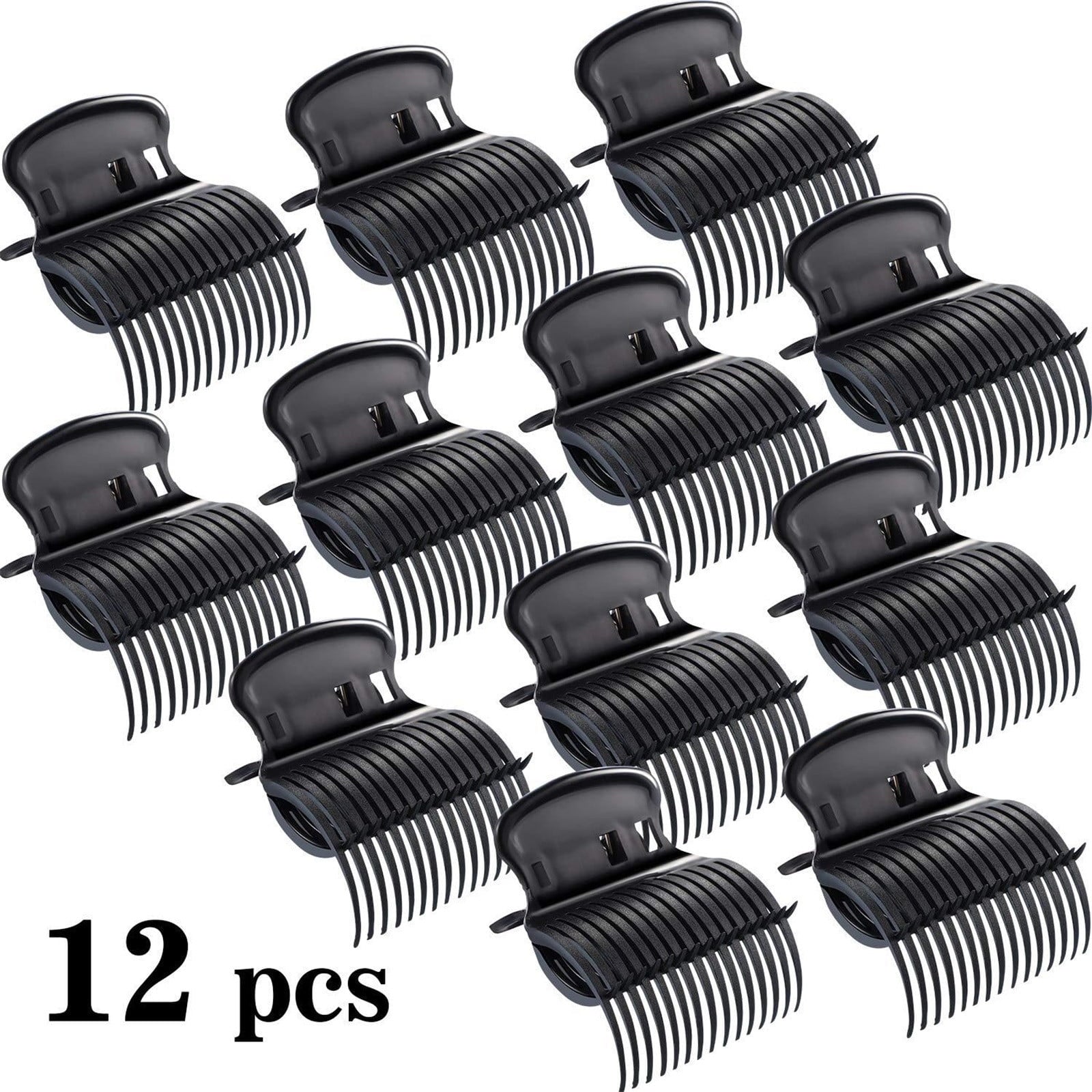 12 Pieces Hot Roller Clips Hair Curler Clips Replacement Roller Clips For Women Girls Hair Sec-tion Styling (Black) - Image 4