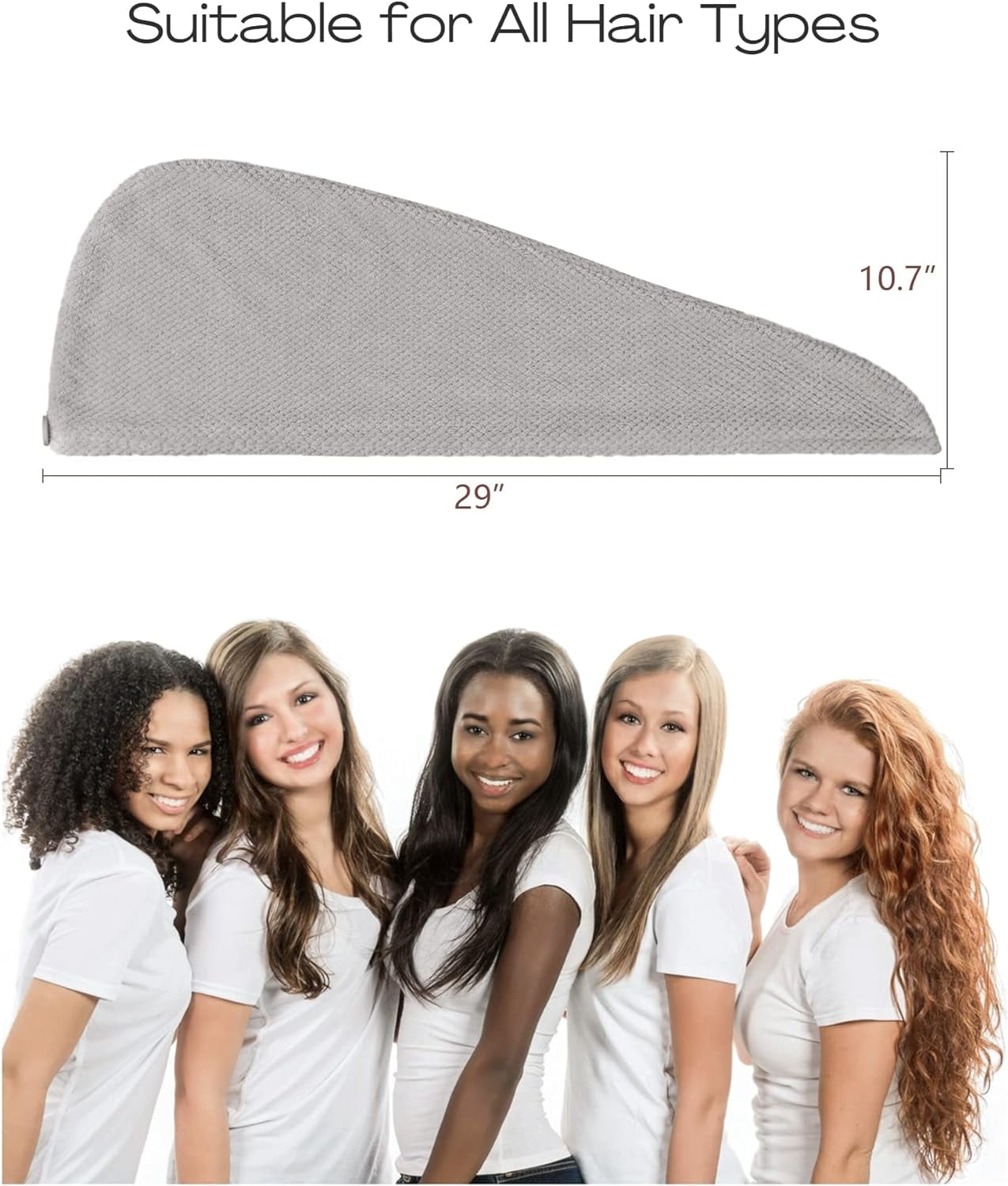 Extra Large 4 Pack Microfiber Hair Towel Wrap for Women Super Absorbent & Quick Dry Hair Drying Towels with Button, H... - Image 2