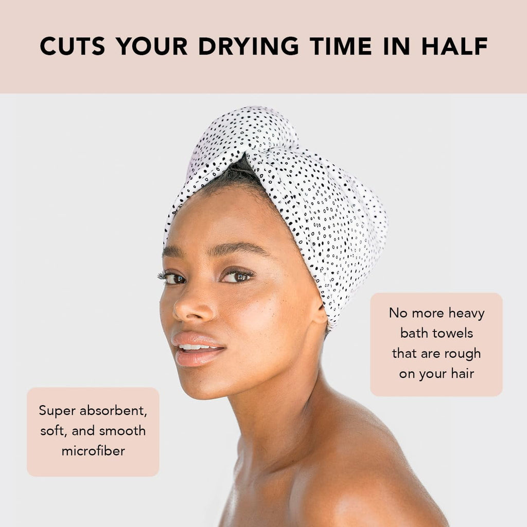Super Absorbent Microfiber Hair Towel Wrap, Micro Dot, 1 Count - Image 3