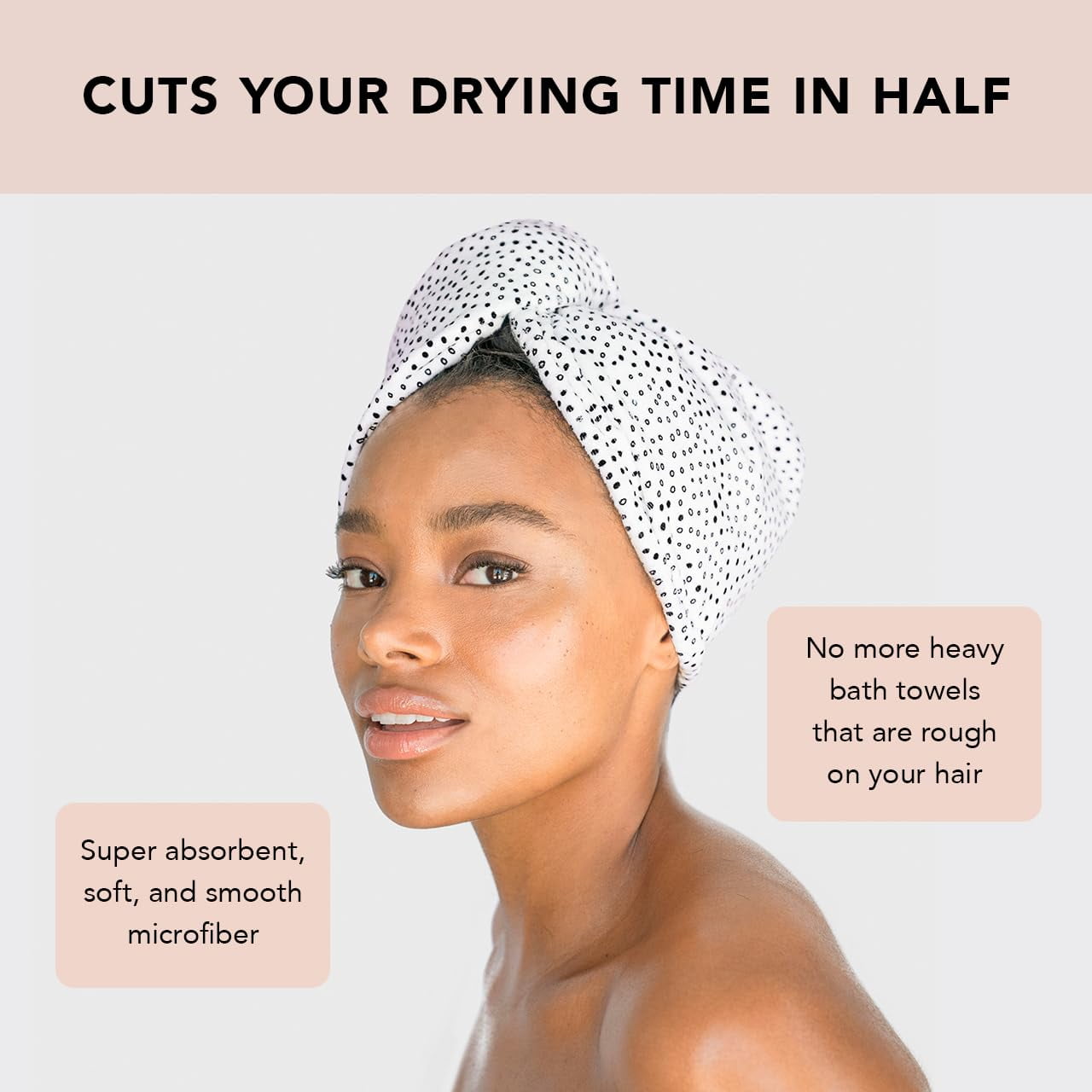 Super Absorbent Microfiber Hair Towel Wrap, Micro Dot, 1 Count - Image 3