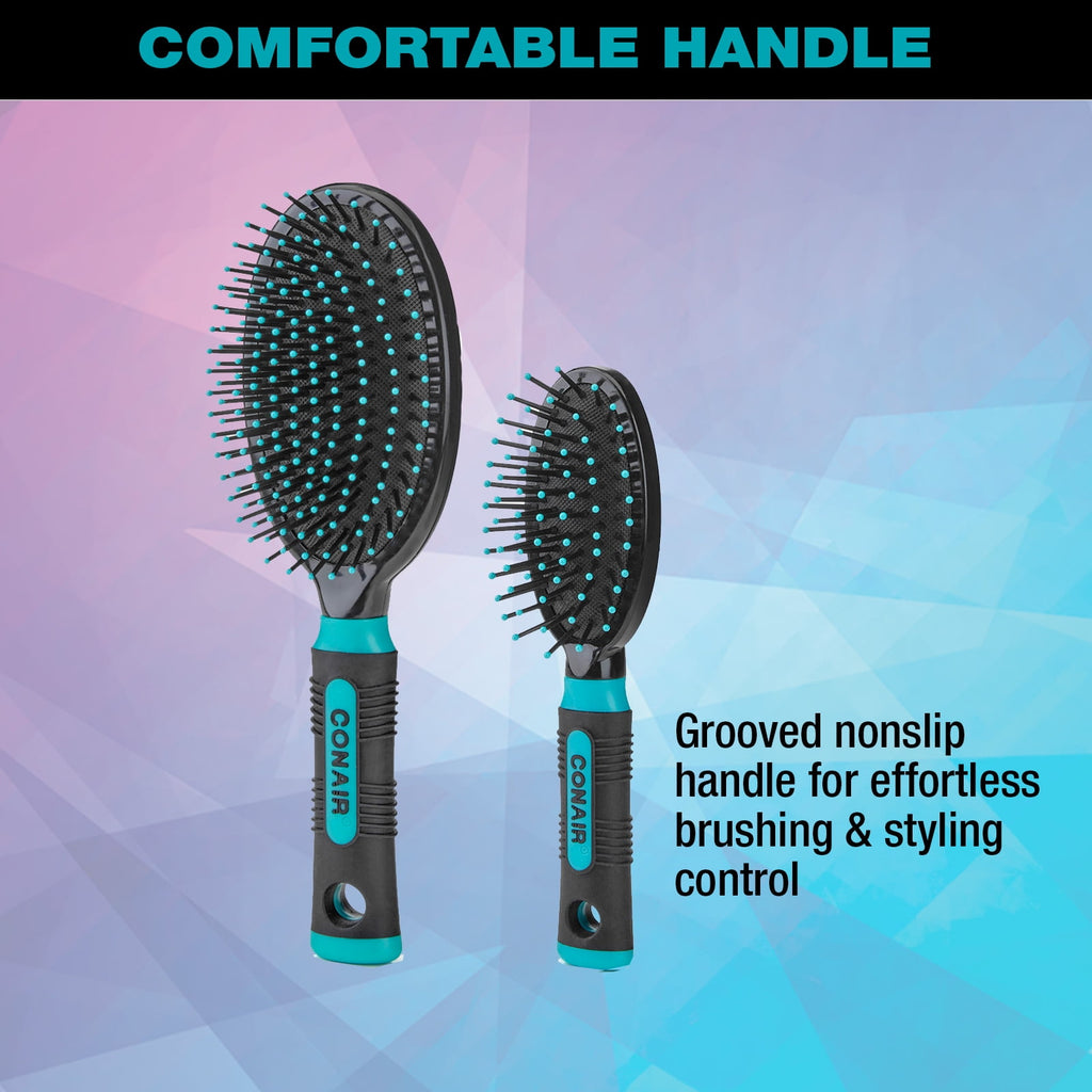 Conair Grip & Glide Travel and Full Size Cushion Hairbrush Set, 2 Pieces - Image 6