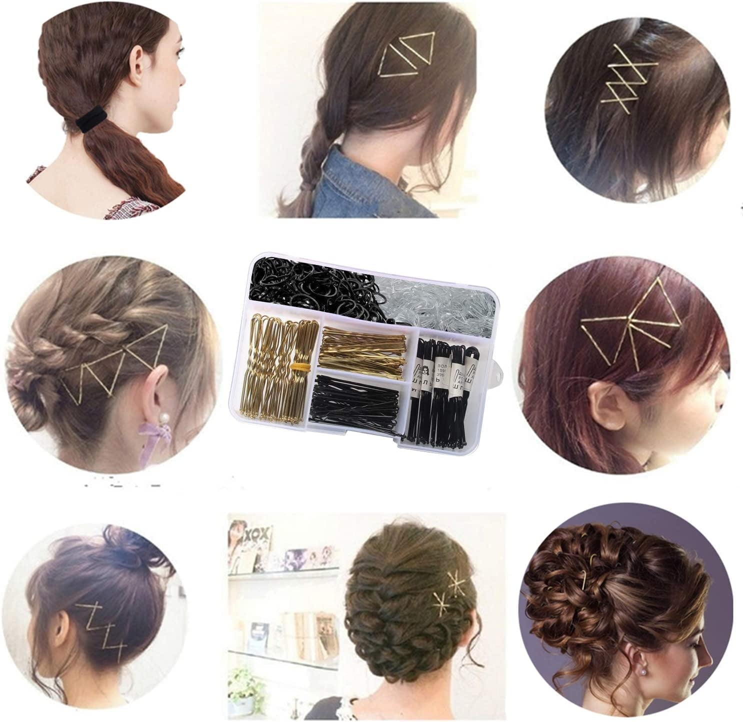 ZYNERY 320 Pcs Bobby Pins & Hair Bands Set Including 100 Bobby Pins, 100 U Shape Hair Pins, 120 Pcs Hair Bands and 3 Hair Combs with Storage - Image 3
