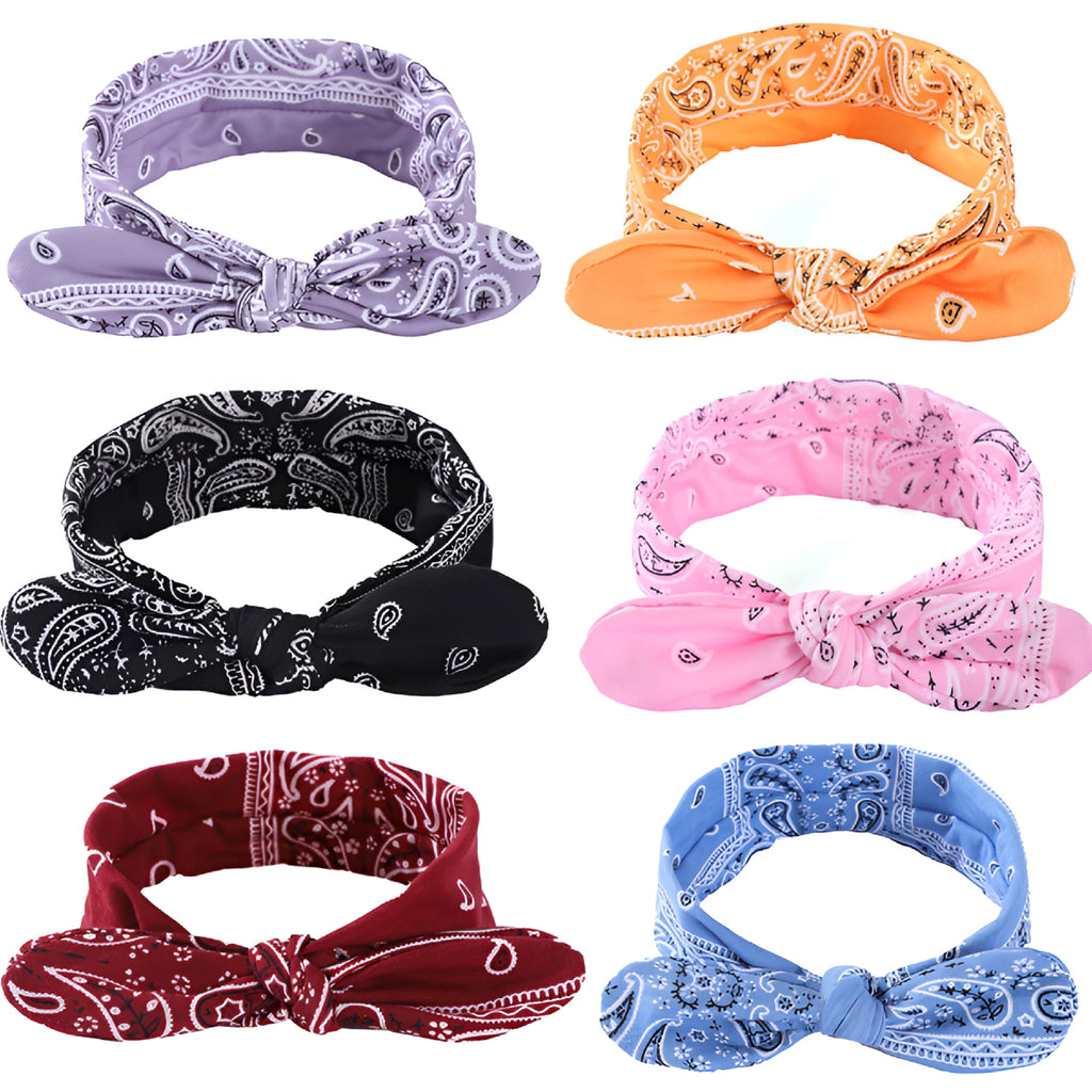 2026 New Women Bandana Headband with Bow Paisley Cute Summer Hair Accessories Wide Knotted Headband Bow Turban Headwr... - Image 4