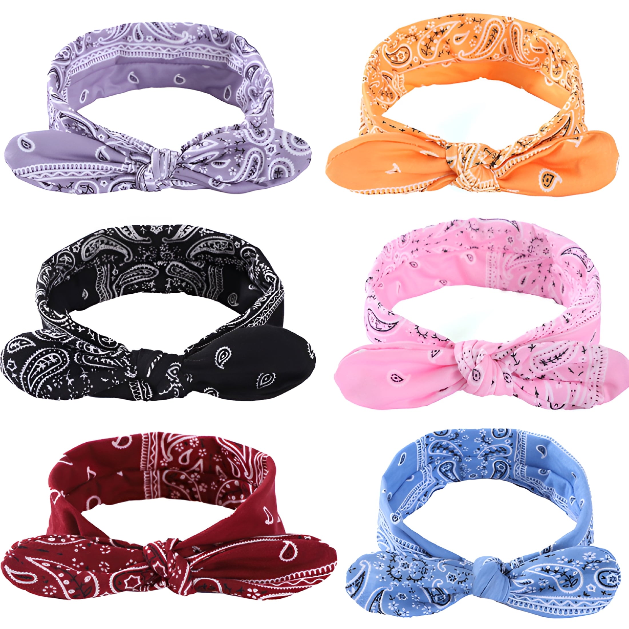 2026 New Women Bandana Headband with Bow Paisley Cute Summer Hair Accessories Wide Knotted Headband Bow Turban Headwr... - Image 4