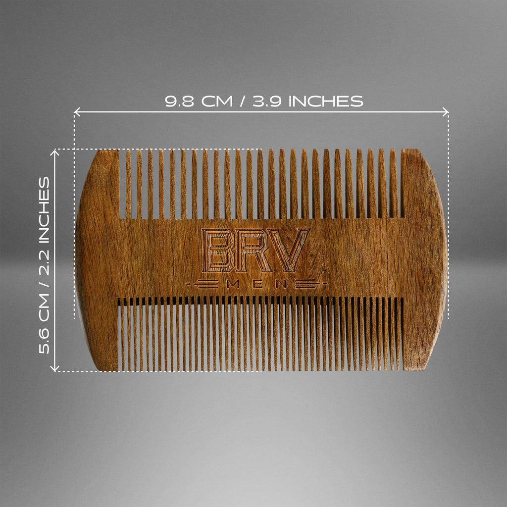 BRV MEN Beard & Mustache Comb - 100% Natural Green Sandalwood Beard Comb - Pocket Beard Comb w/ a Stylish Carry Case - Wooden Beard Comb for - Image 6