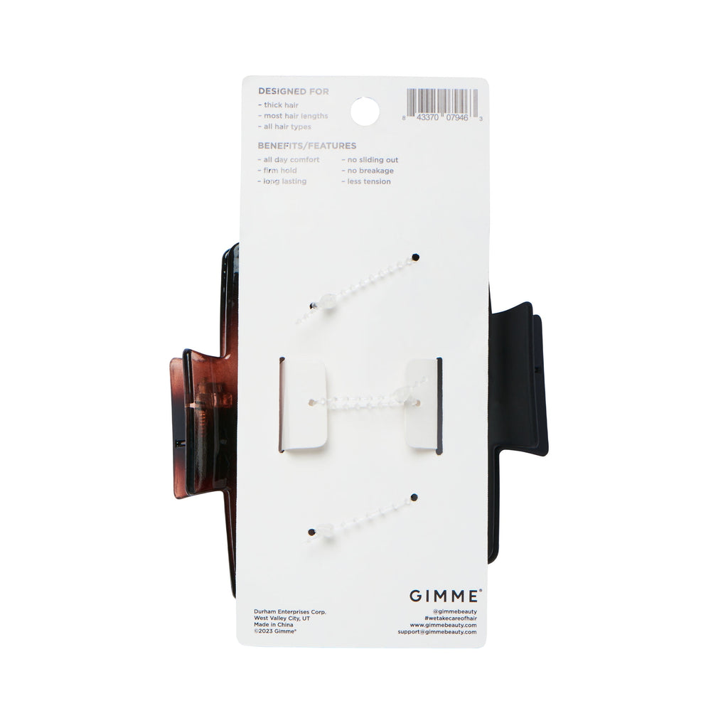 Gimme® Rectangle Claw Clip, Black Tortoise, 2 Count - Image 2