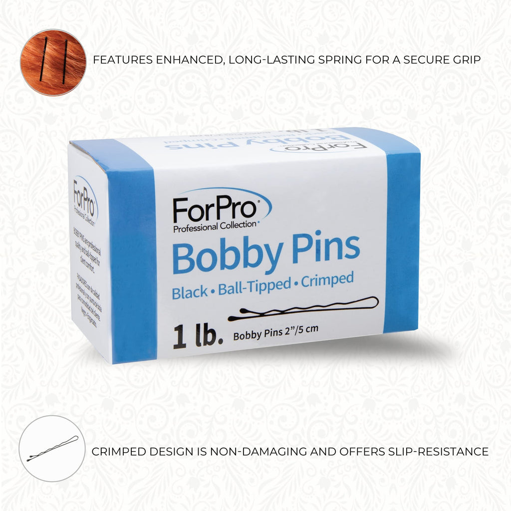 Professional Collection Bobby Pins, Black, Ball-Tipped, Crimped, Non-Slip, Non-Damaging, 2 L, 1 Lb.,446207 - Image 4
