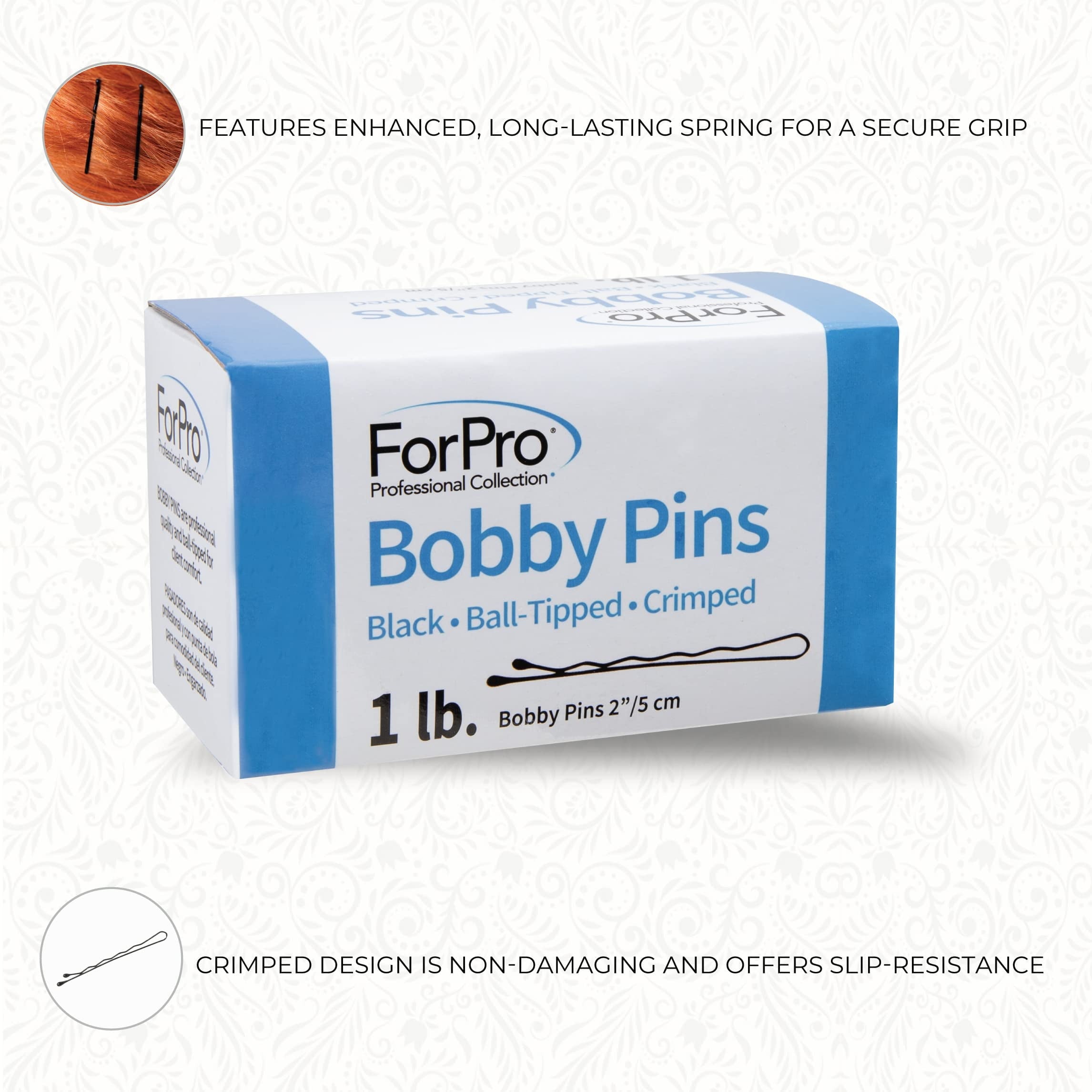 Professional Collection Bobby Pins, Black, Ball-Tipped, Crimped, Non-Slip, Non-Damaging, 2 L, 1 Lb.,446207 - Image 4
