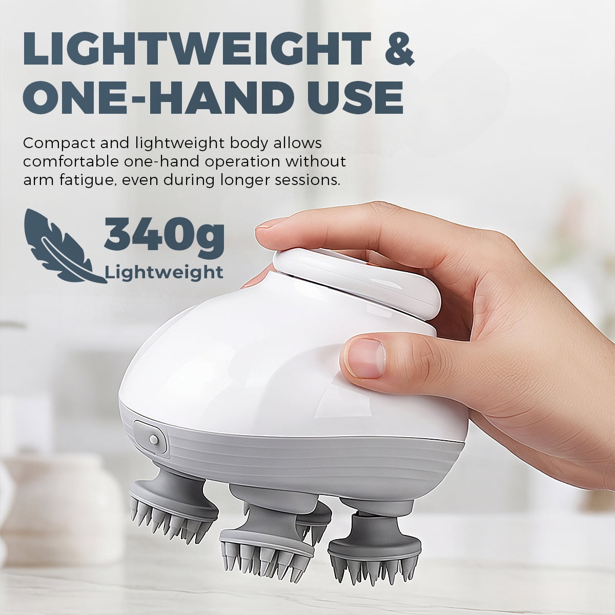 OVIMAZ Electric Scalp Massager, Cordless Waterproof Head Massager with Kneading Nodes, Handheld Hair Shampoo Brush for Deep Cleaning & Relax - Image 5