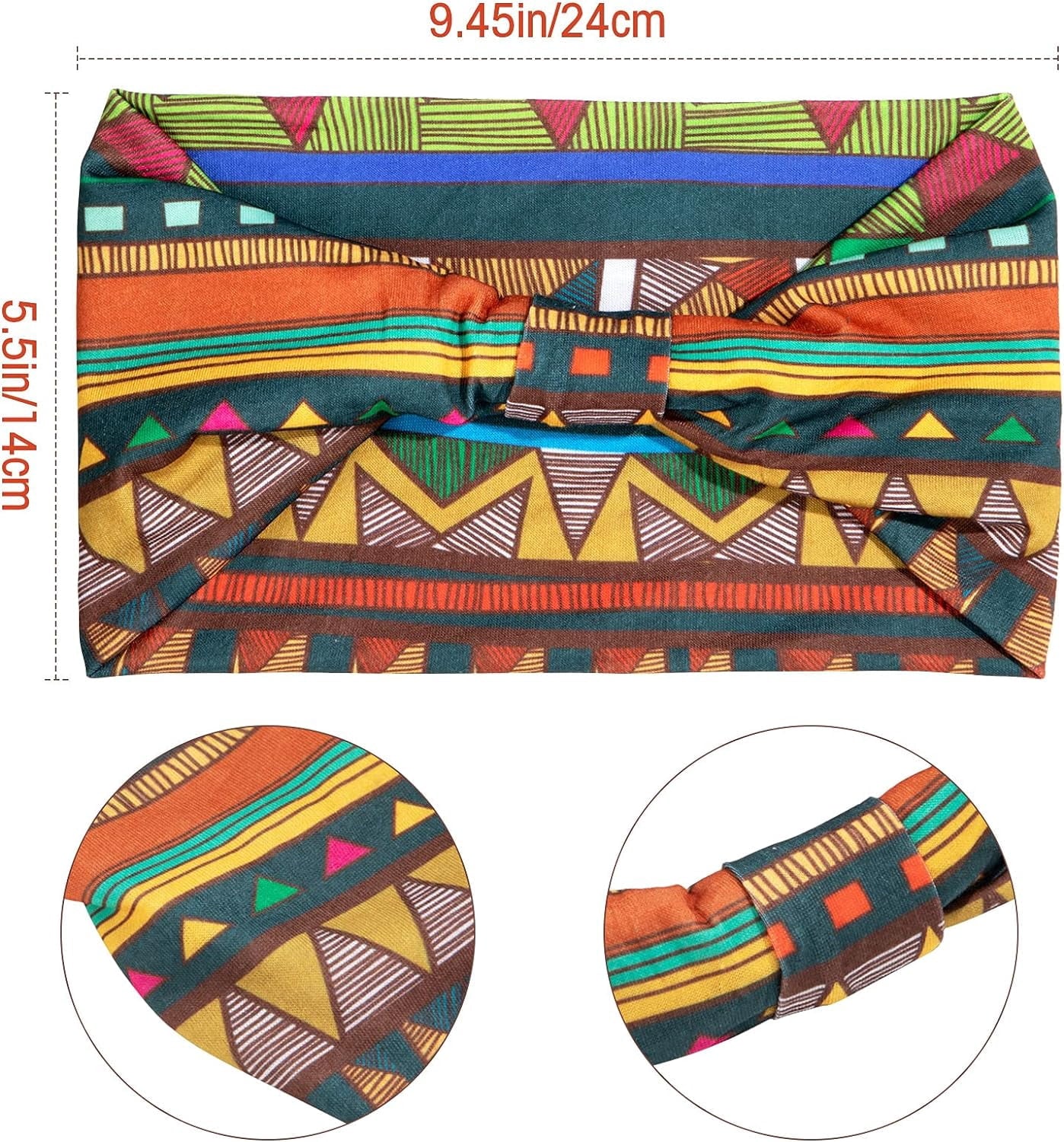 4 Pieces African Headbands Knotted Wide Non Slip Yoga Stretchy Turban Hair Scarfs Workout Printed Headwrap Hair Accessories for Women and Gi - Image 3