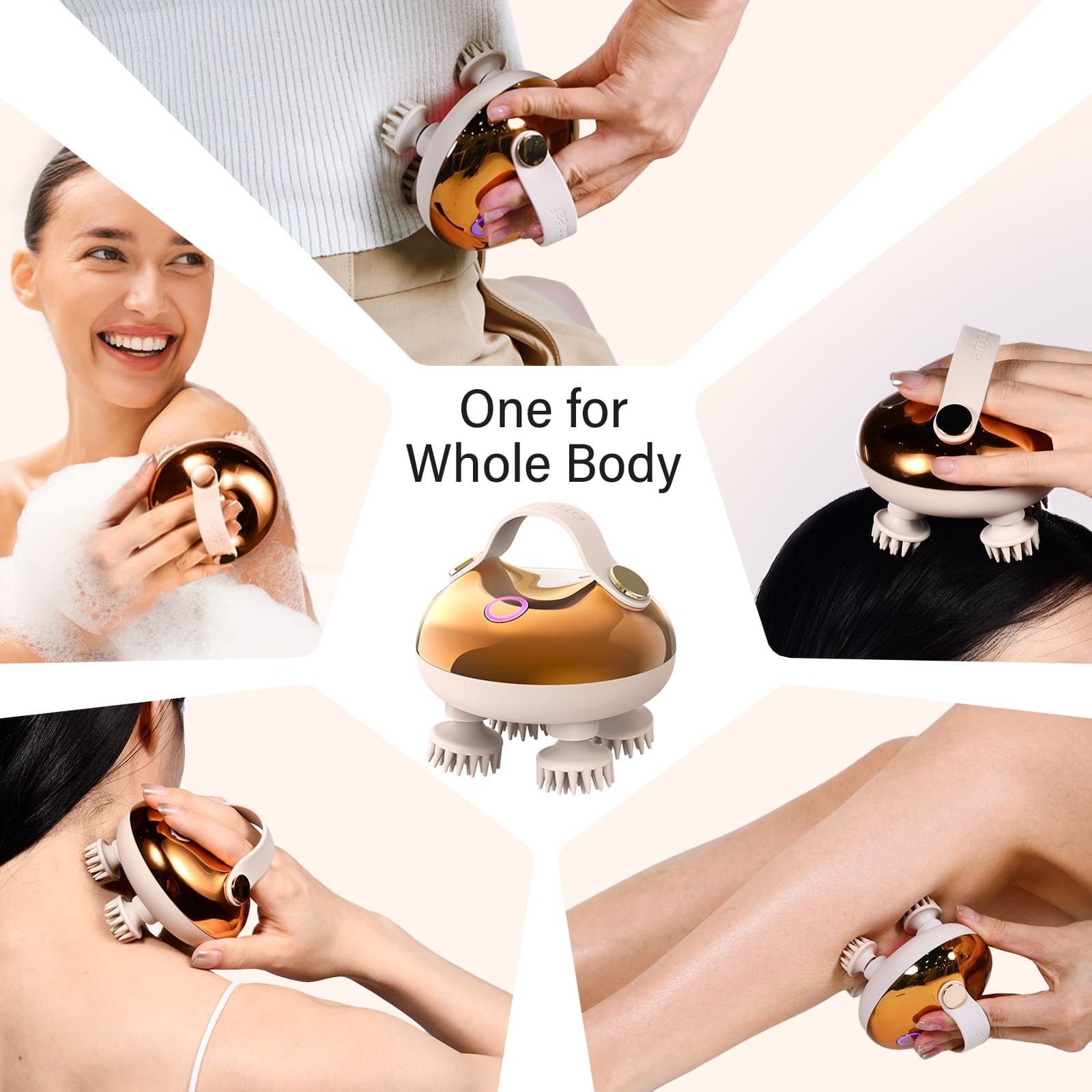 Electric Scalp Massager for hair growth, Waterproof Head with 8 Removable Claws, Gold - Image 3