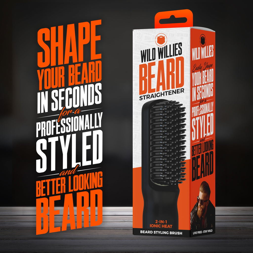 Wild Willie's Beard Straightener, 2-in-1 Beard Ionic Styling Brush - Image 2