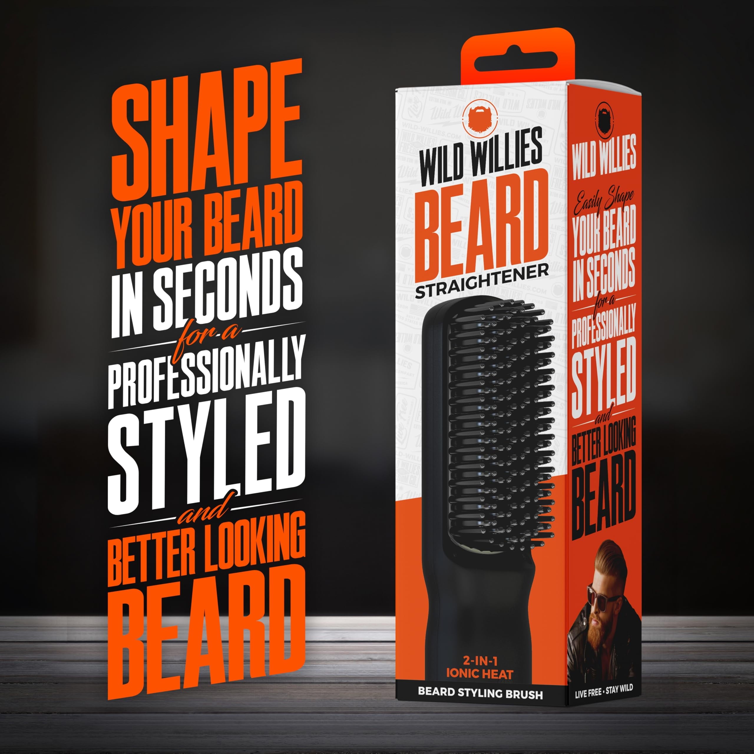 Wild Willie's Beard Straightener, 2-in-1 Beard Ionic Styling Brush - Image 2