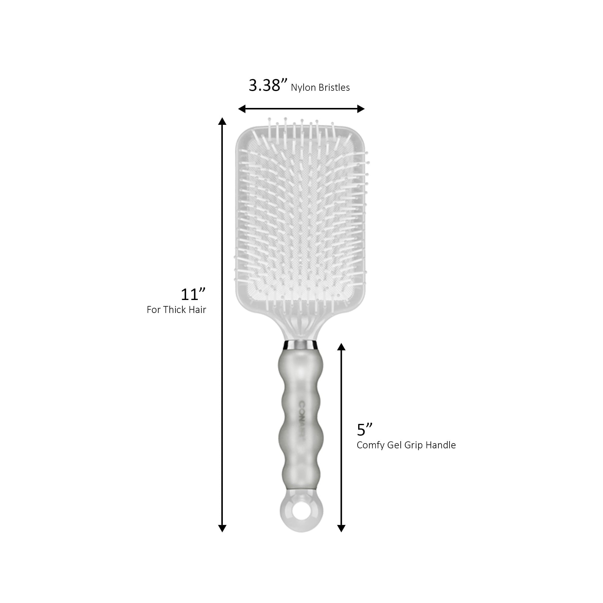 Conair Smooth & Effortless Ultra Paddle Hairbrush with Nylon Bristles and Comfy Handle - Image 2