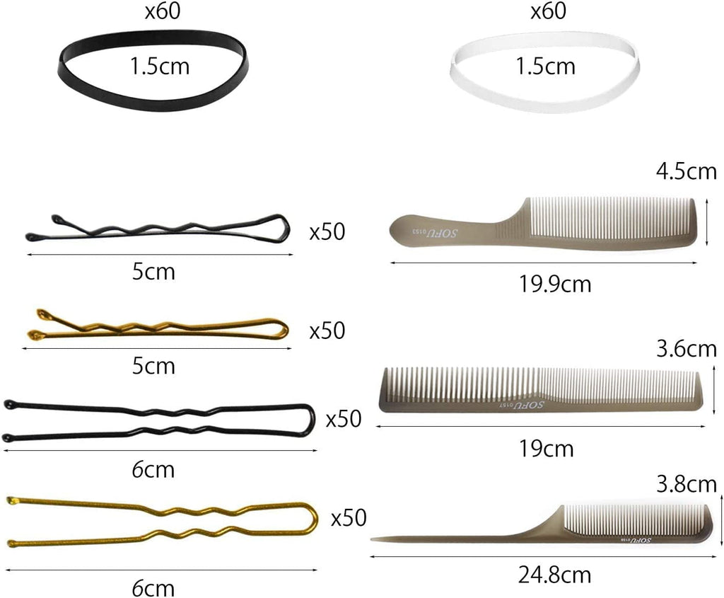 ZYNERY 320 Pcs Bobby Pins & Hair Bands Set Including 100 Bobby Pins, 100 U Shape Hair Pins, 120 Pcs Hair Bands and 3 Hair Combs with Storage - Image 4