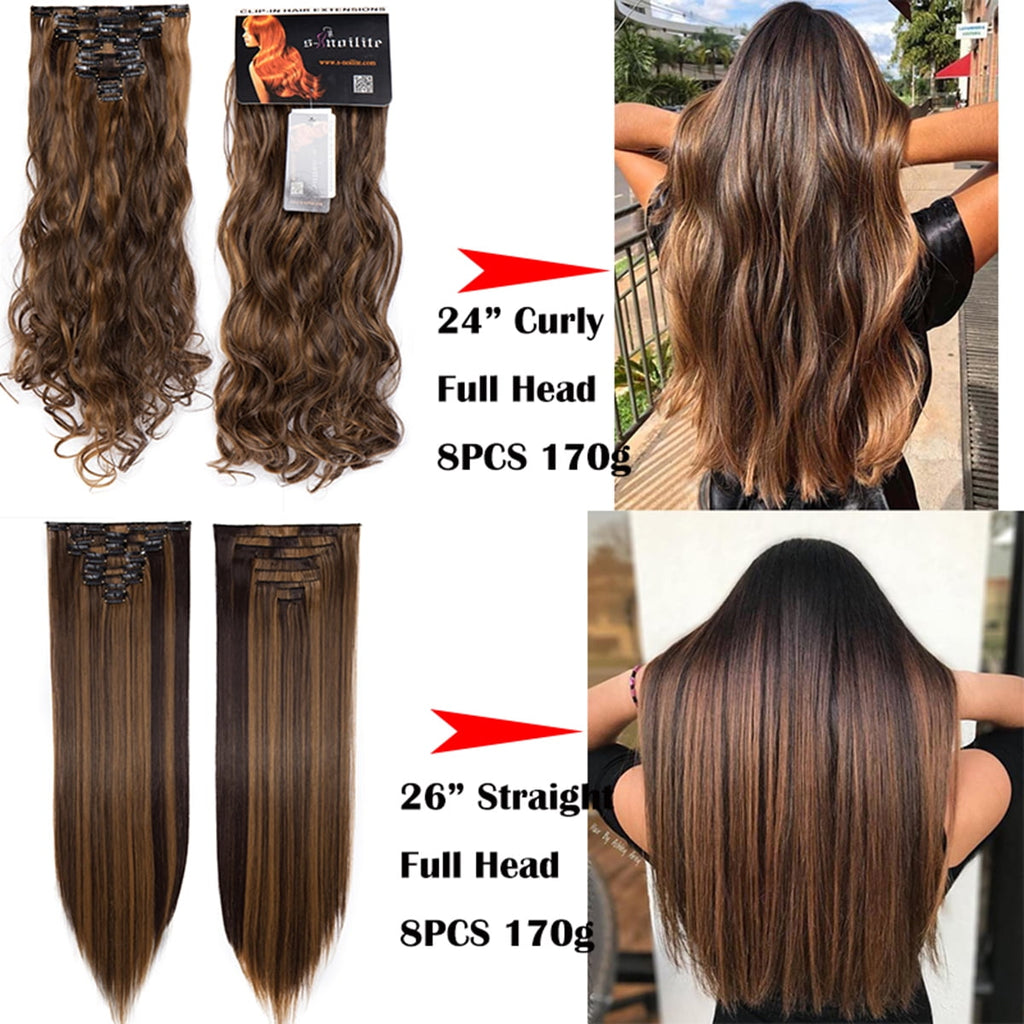 Benehair Clip in Hair Extensions Full Head Long Thick 8 Pieces Hair 18 Clips Curly Wavy Straight Hairpieces 100% Real Natural as Human Best - Image 3