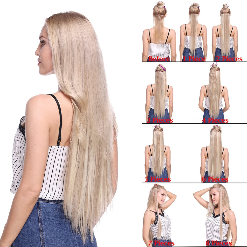 Benehair Clip in Hair Extensions Full Head Long Thick 8 Pieces Hair 18 Clips Curly Wavy Straight Hairpieces 100% Real Natural as Human Best - Image 6