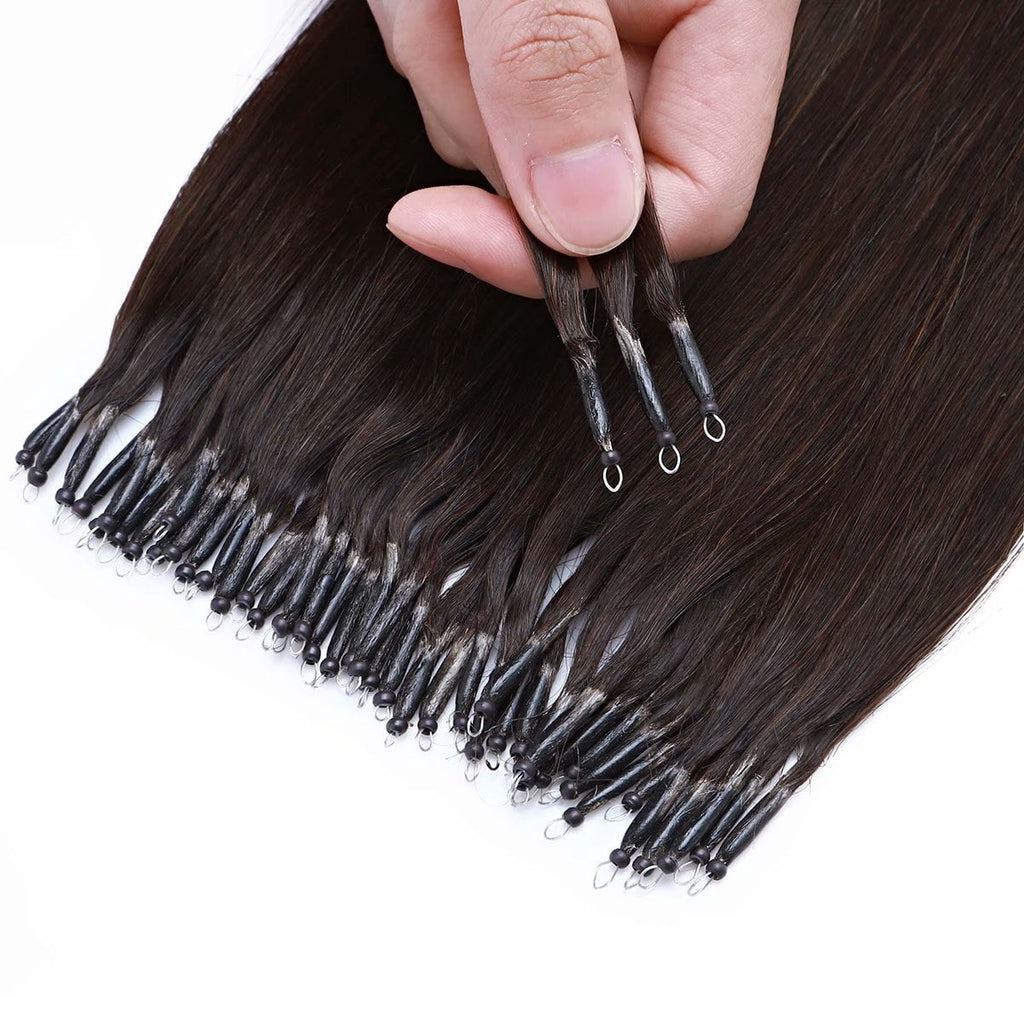 MY-LADY Nano Ring Beads Human Hair Extensions Micro Loop tip Russian Hair Highlight Hairpiece 16"-24" - Image 4