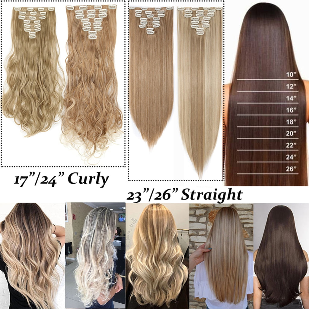 Benehair Clip in Hair Extensions Full Head Long Thick 8 Pieces Hair 18 Clips Curly Wavy Straight Hairpieces 100% Real Natural as Human Best - Image 4
